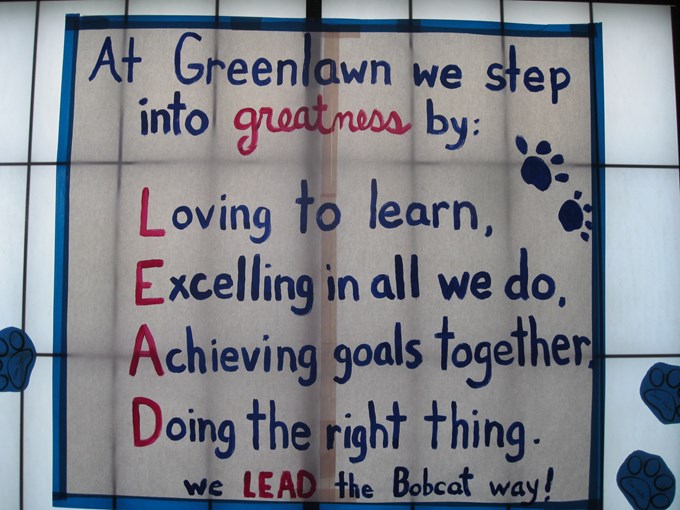 LEAD banner at Greenlawn ELementary School