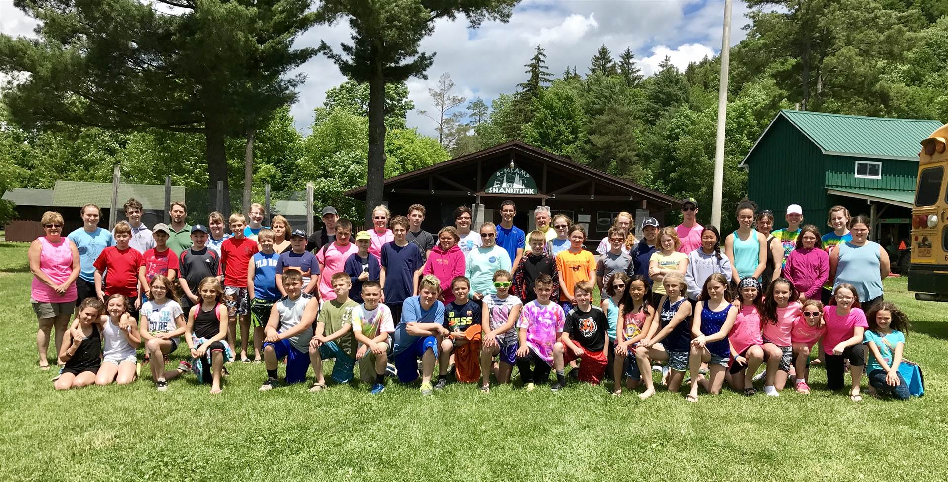 Group photo from the 5th grade campout at Camp Shankitunk!