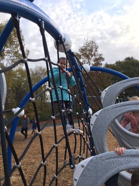 Students on climbing apparatus