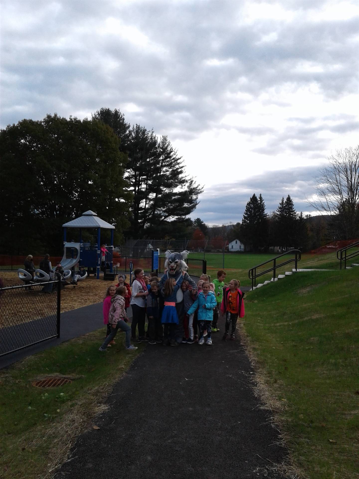 Students playing on the new playground! 