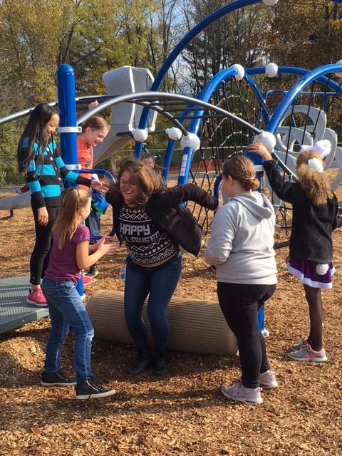 Students on the climbing apparatus