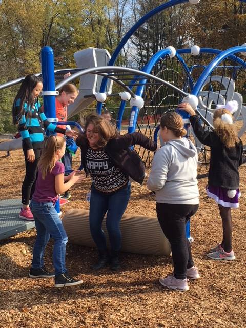 Students on the climbing apparatus