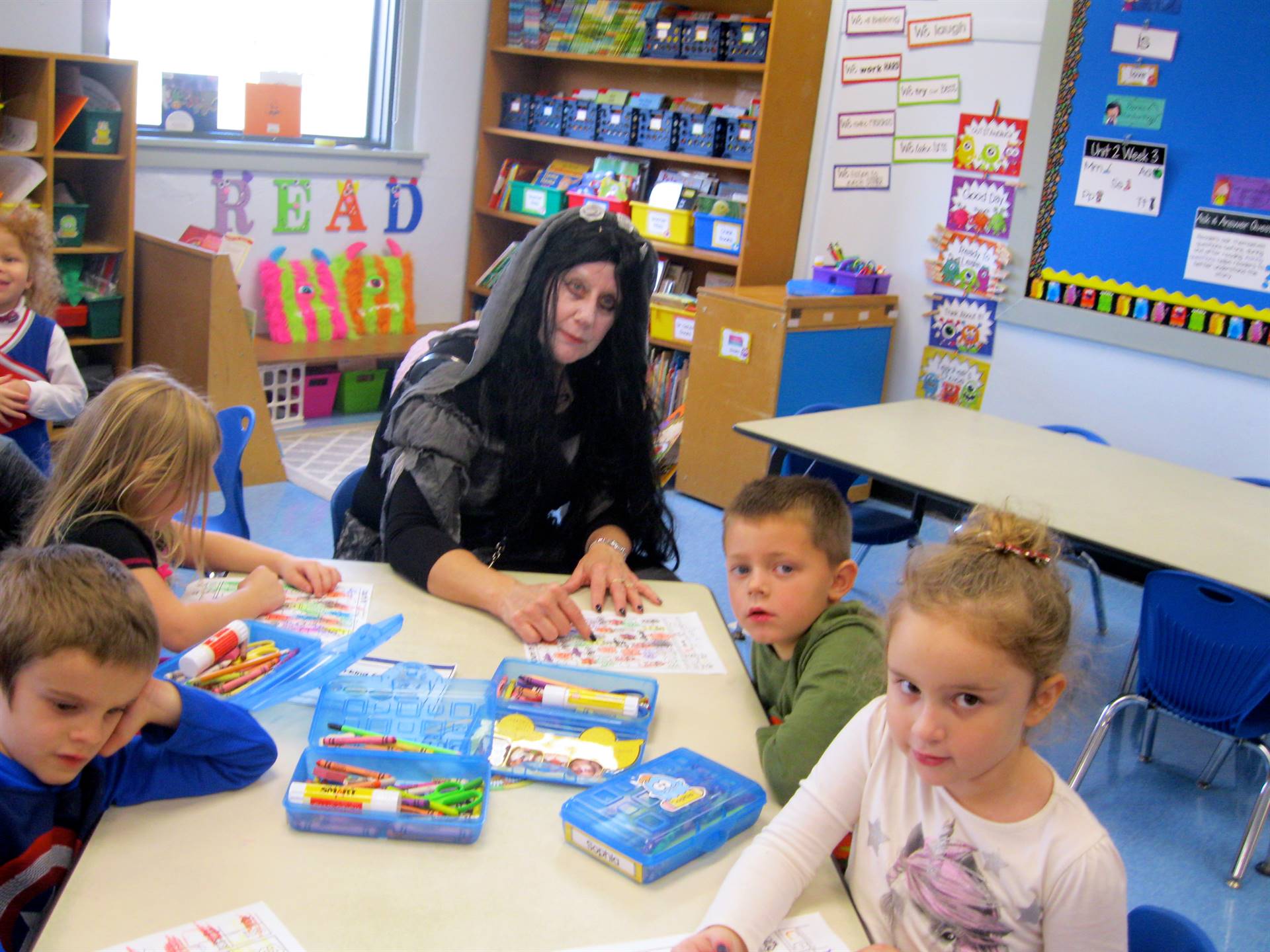 Frightful creatures work with students on halloween!