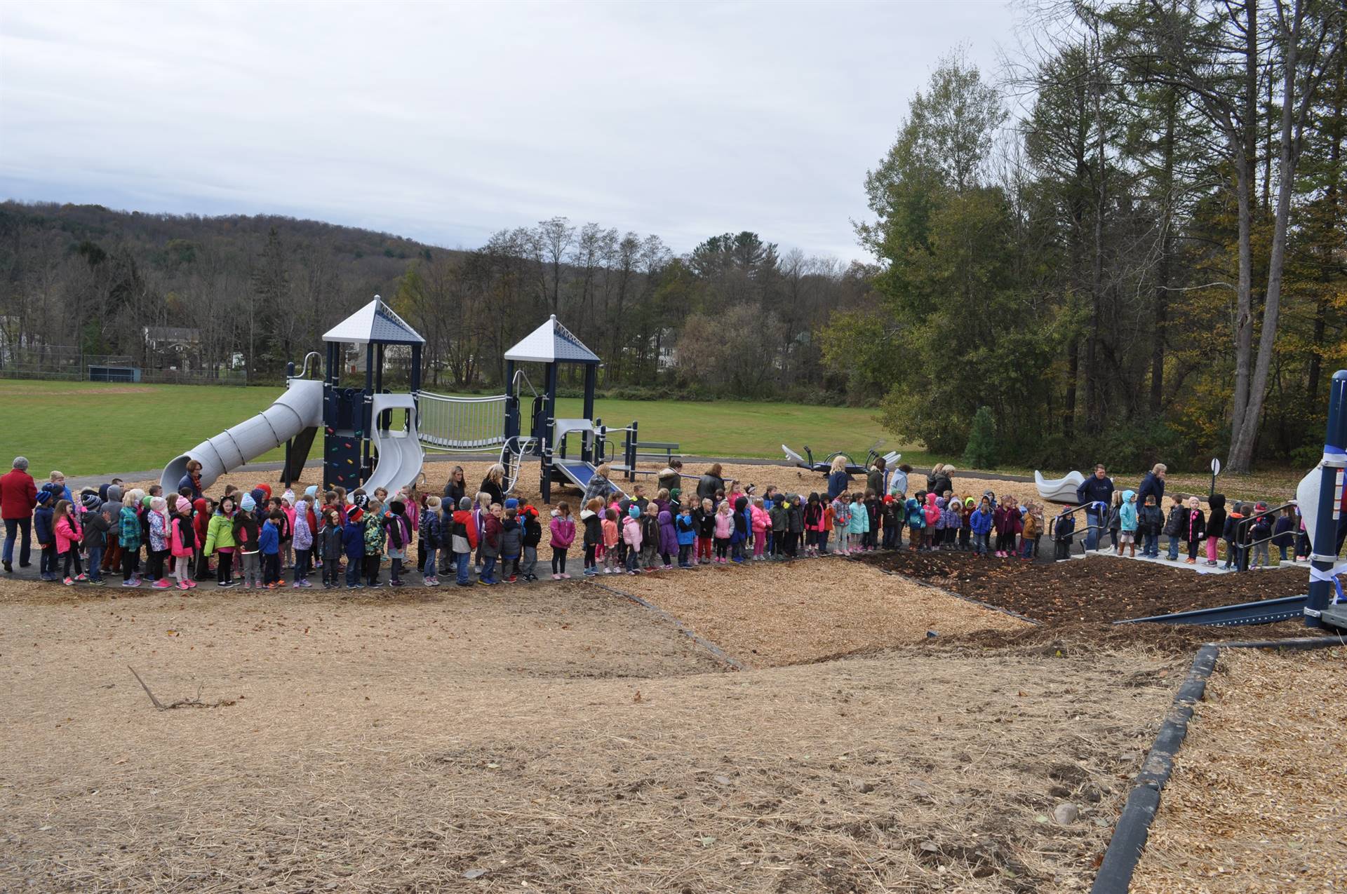 Students gathered for Guilford Playground Opening Ceremony!