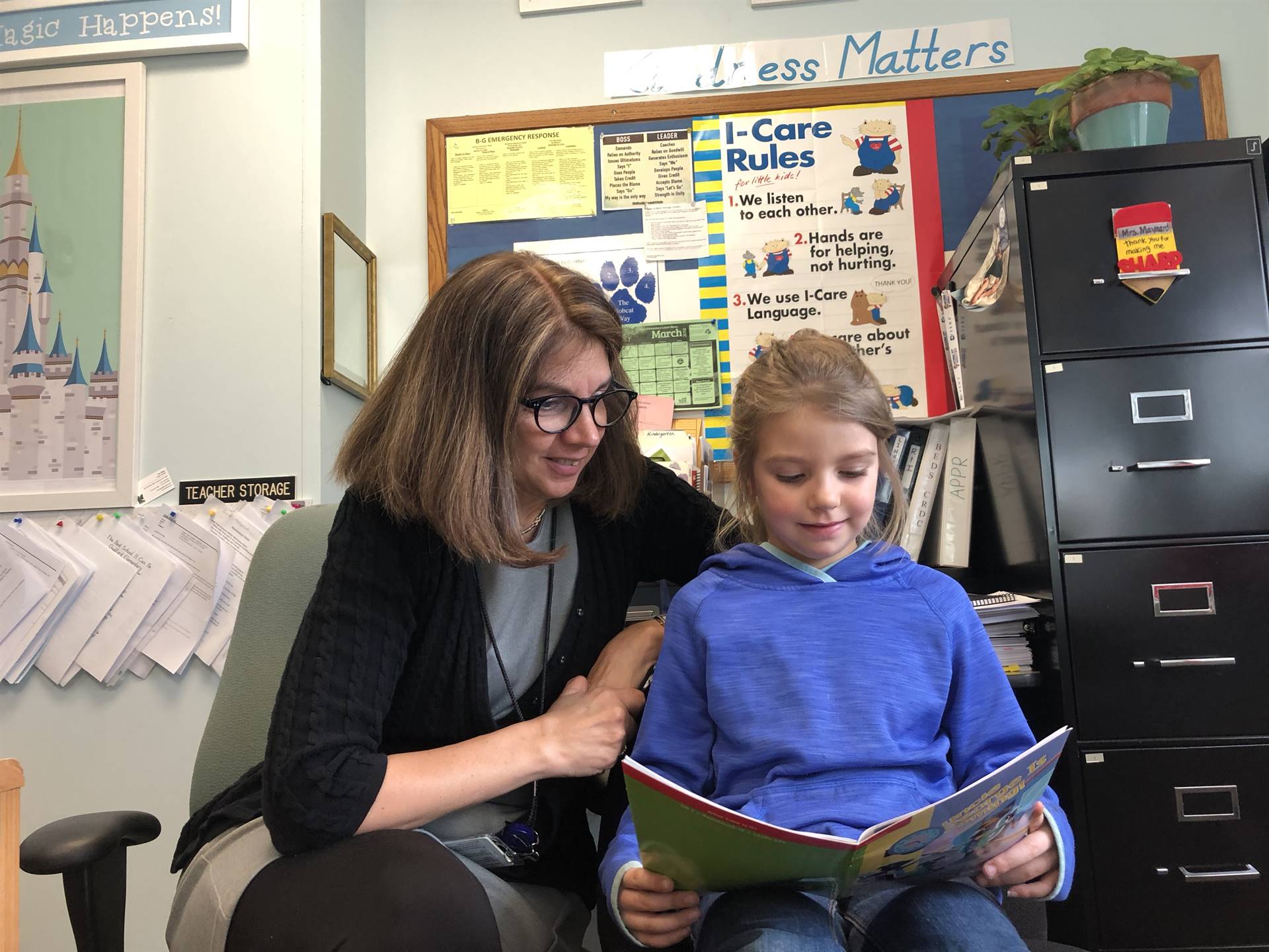 Latest first grader reading to the principal!