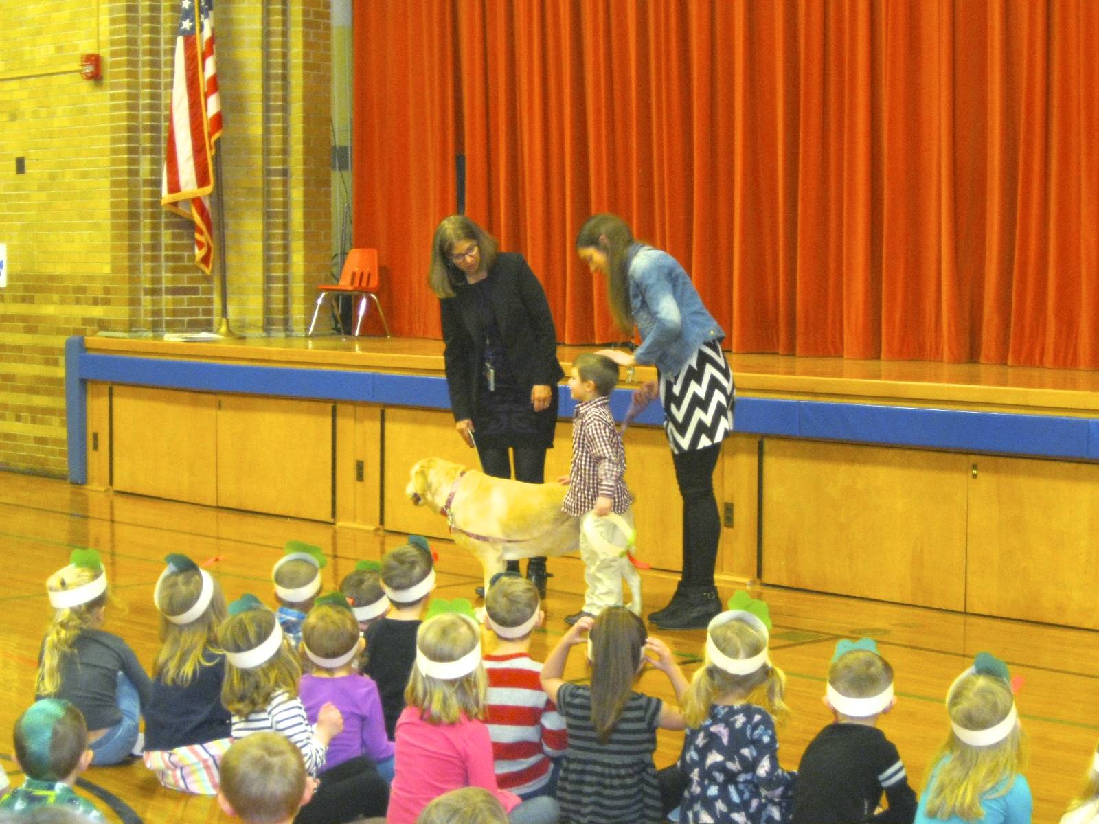 Therapy dog and owner visits Guilford.