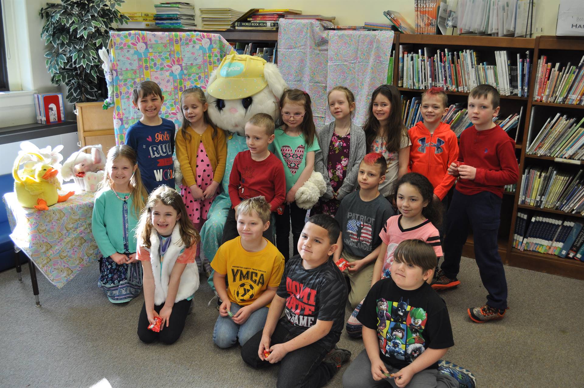 Mrs. Bianchi's class with the Easter Bunny.