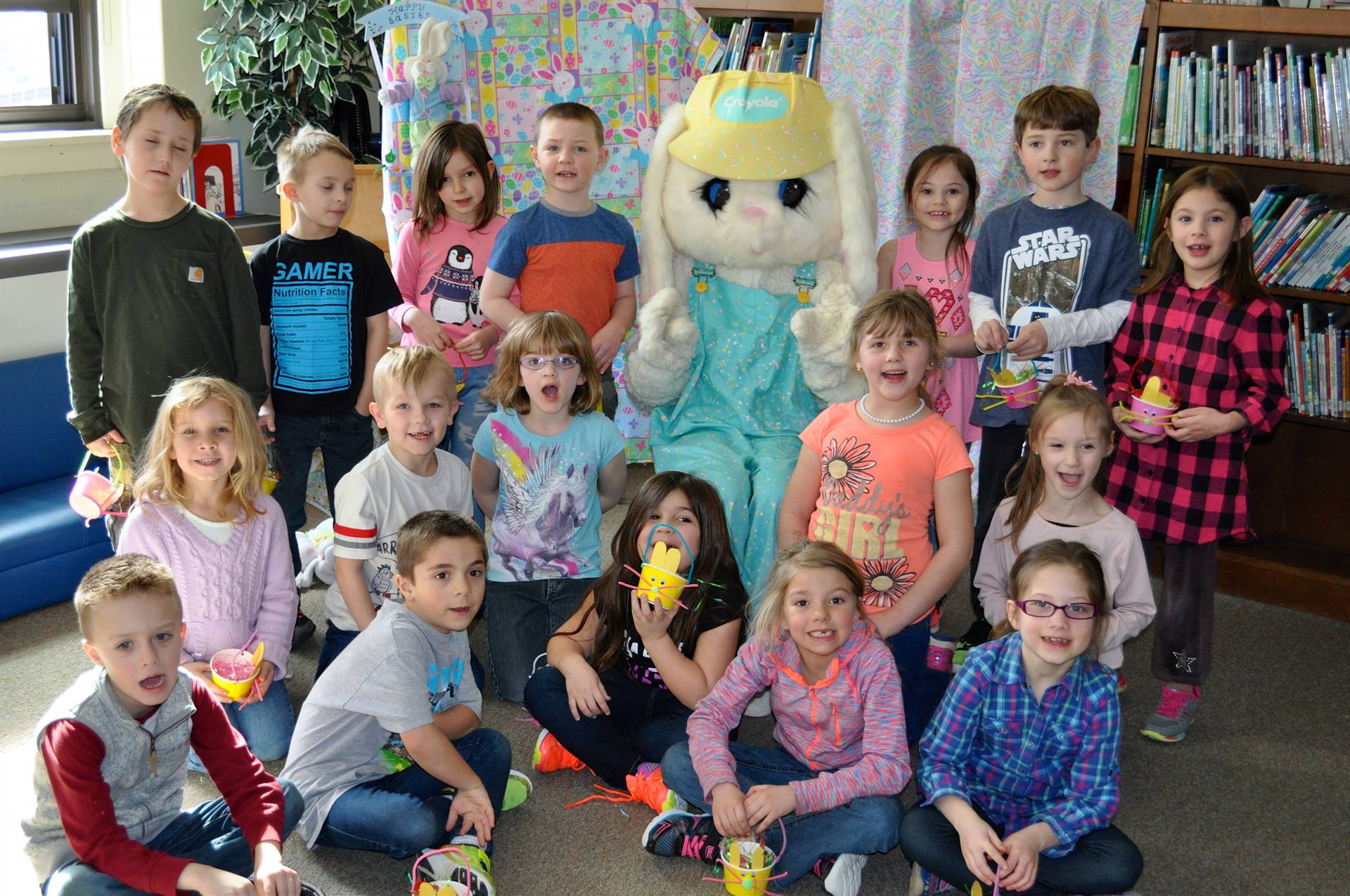 First graders with Easter Bunny.