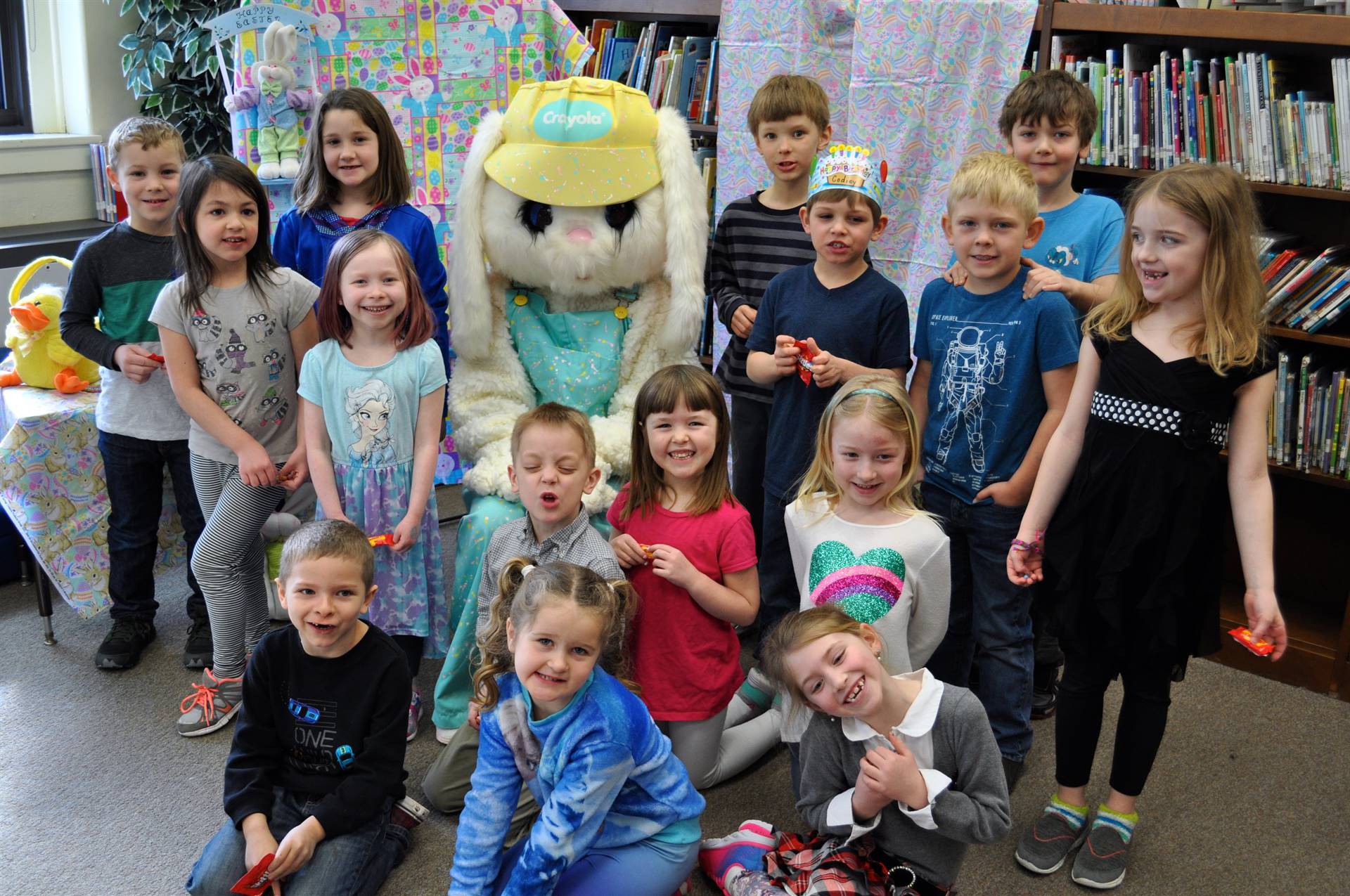 First graders with Easter Bunny.