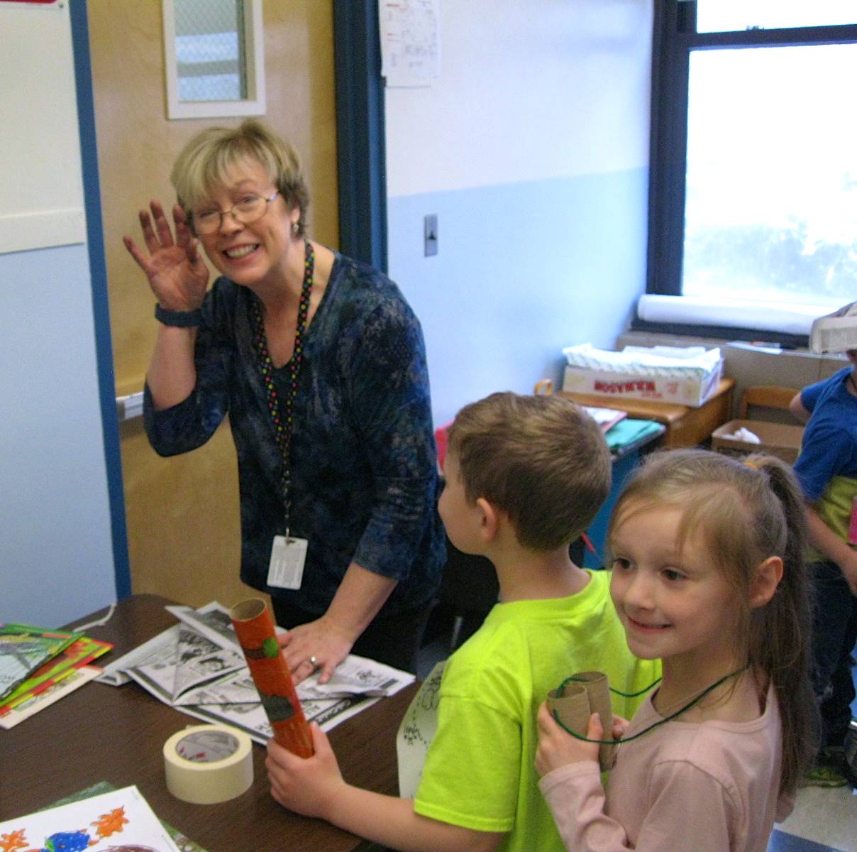 Mrs. Paoletti and first graders at Art Fair. 