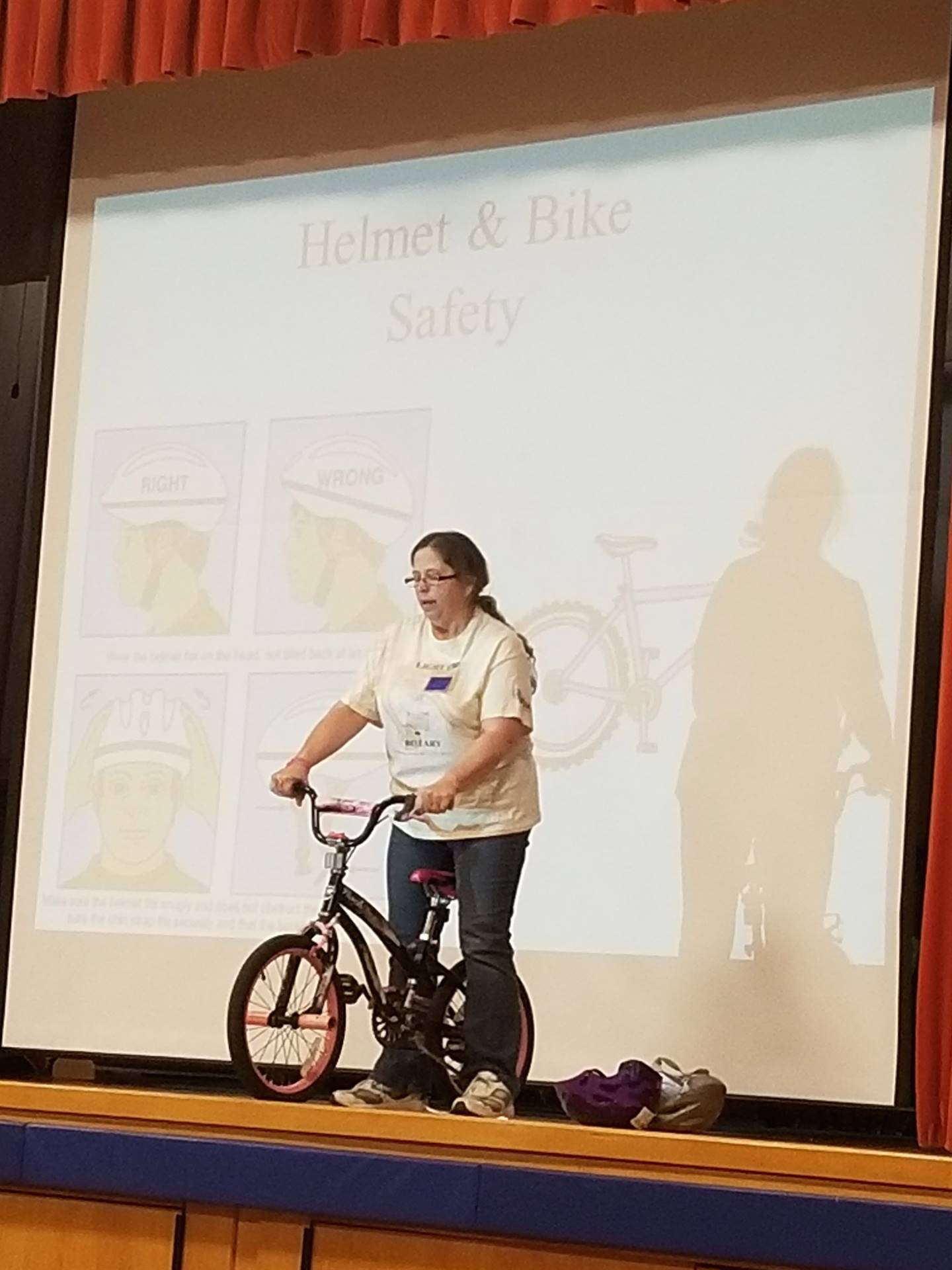 Mrs. Haddad teaches bicycle safety with her bike!