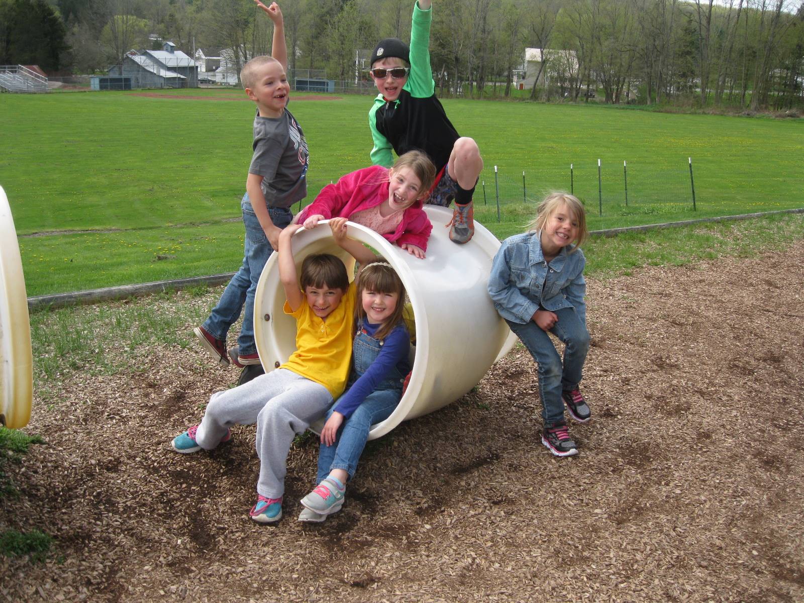 Students play on playground.