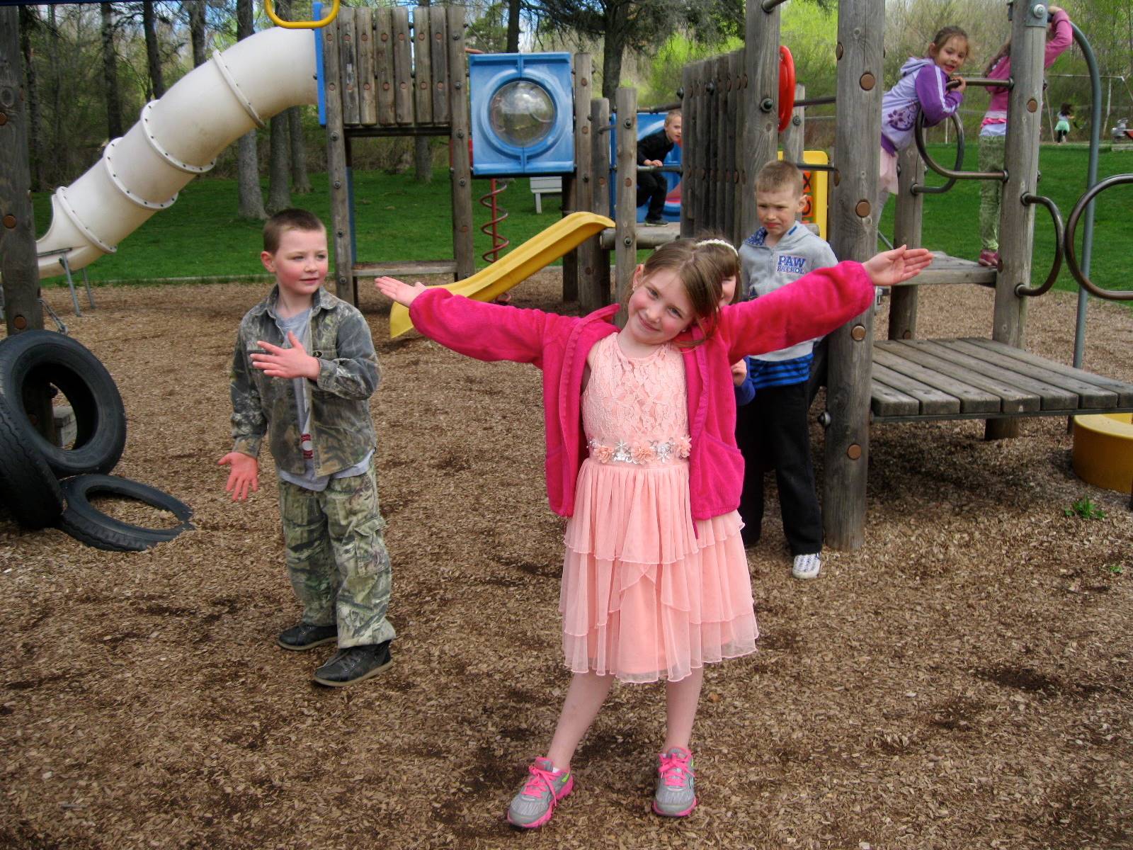 Students play on playground.