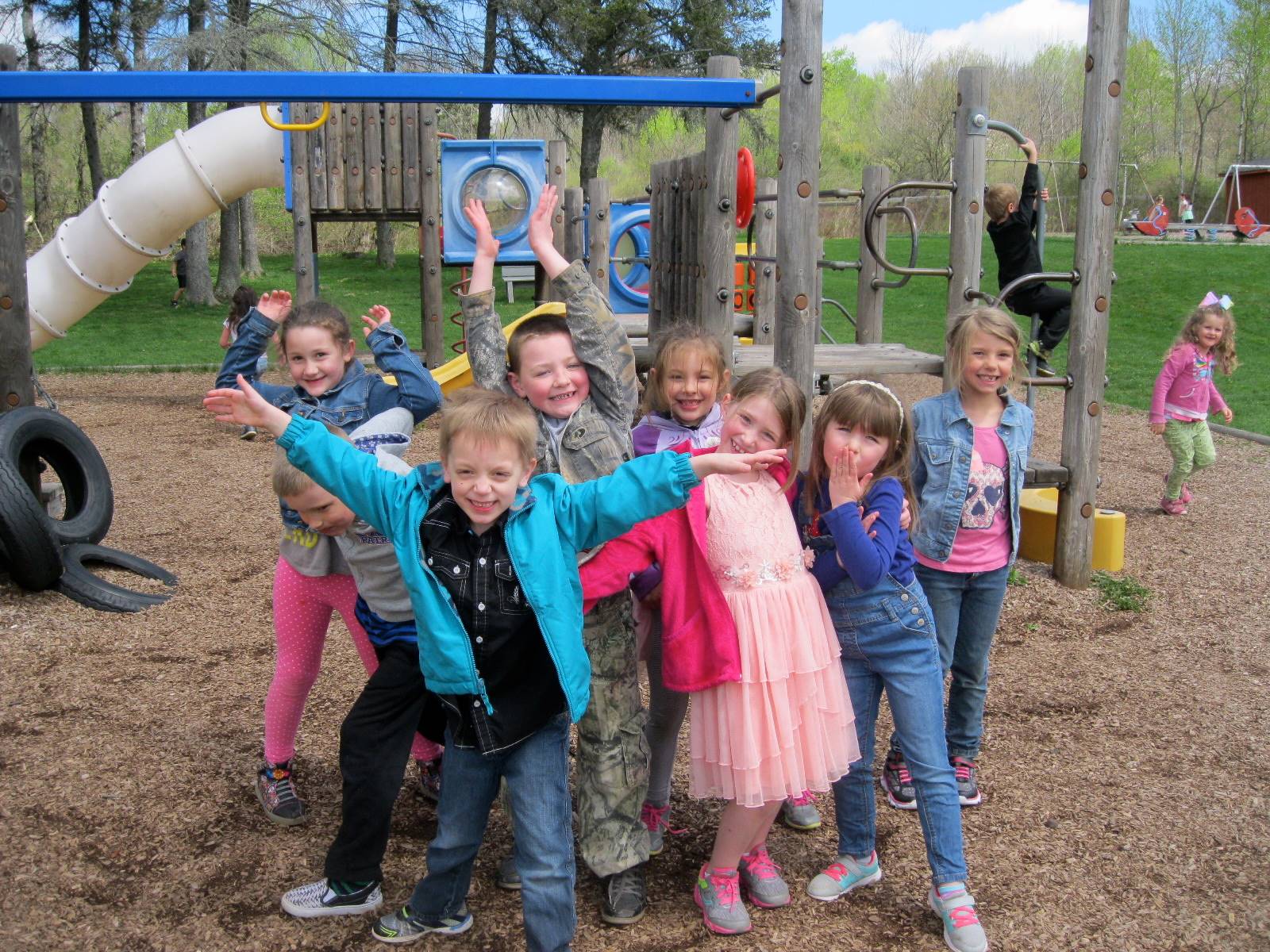 Students play on playground.