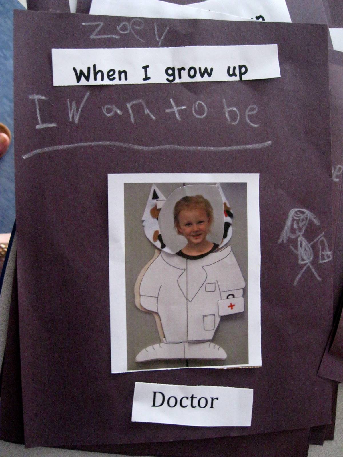 kindergartener "when I grow up"