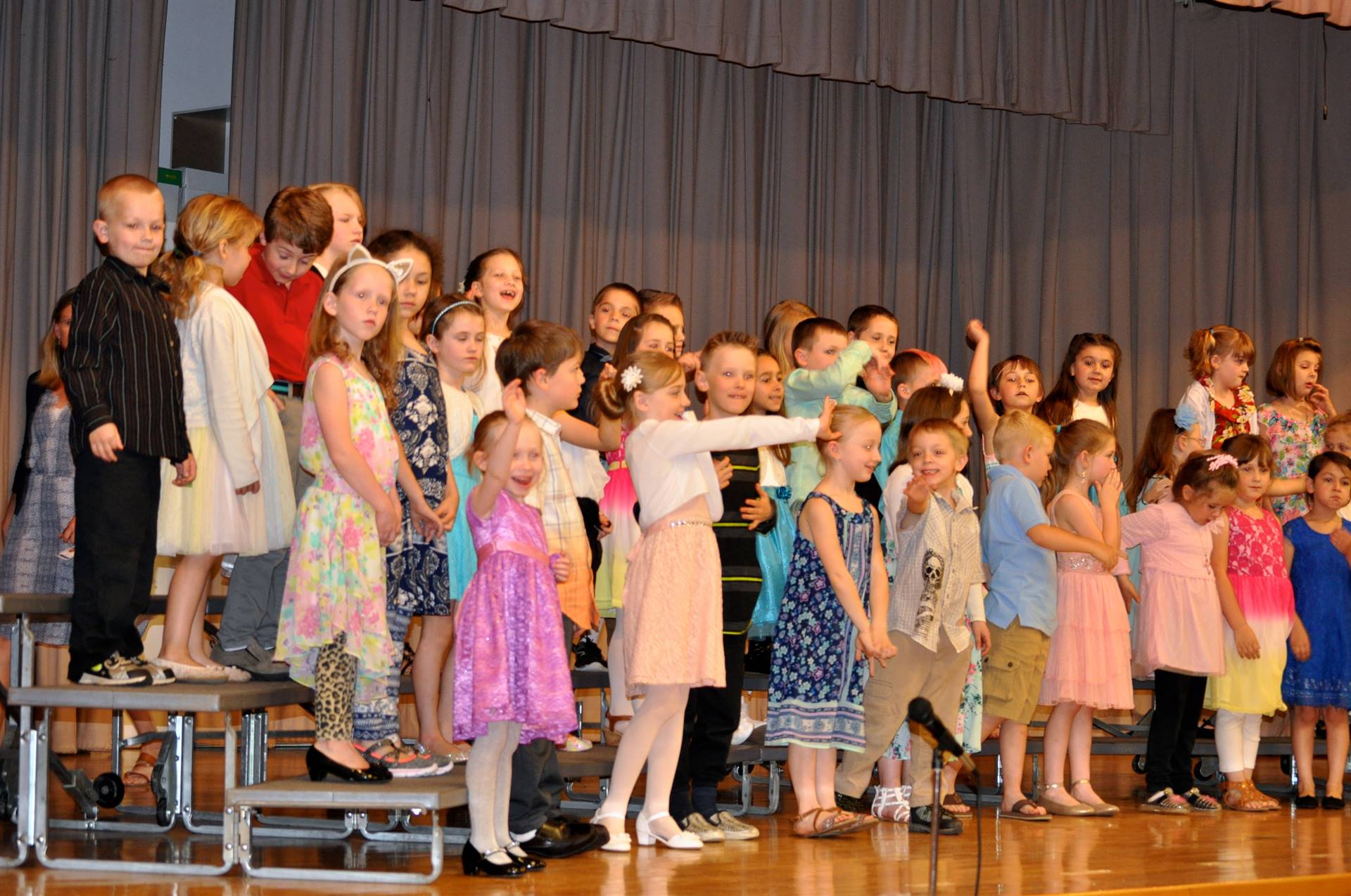 first grade students singing