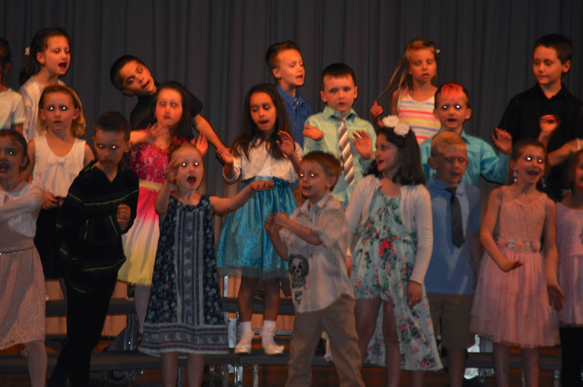 first grade students singing