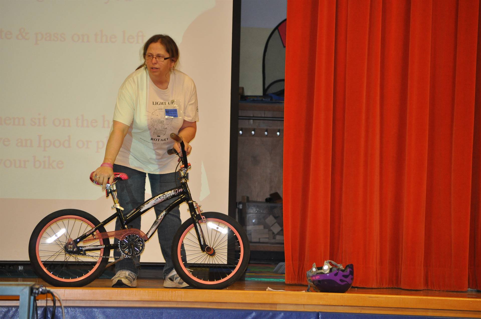 Mrs. Haddad shows us bicycle safety!