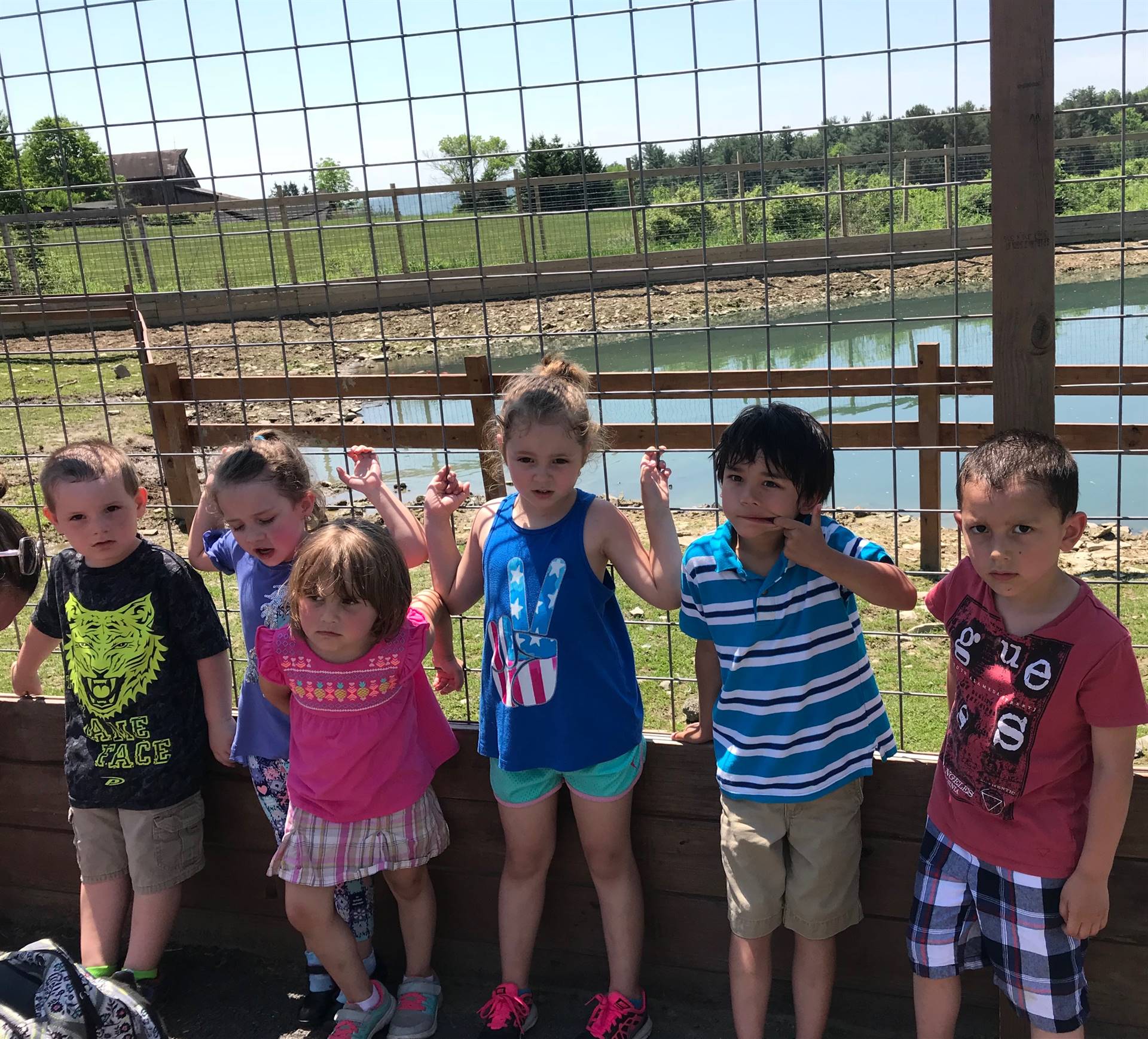 Pre K students by duck pond at Animal Adventure
