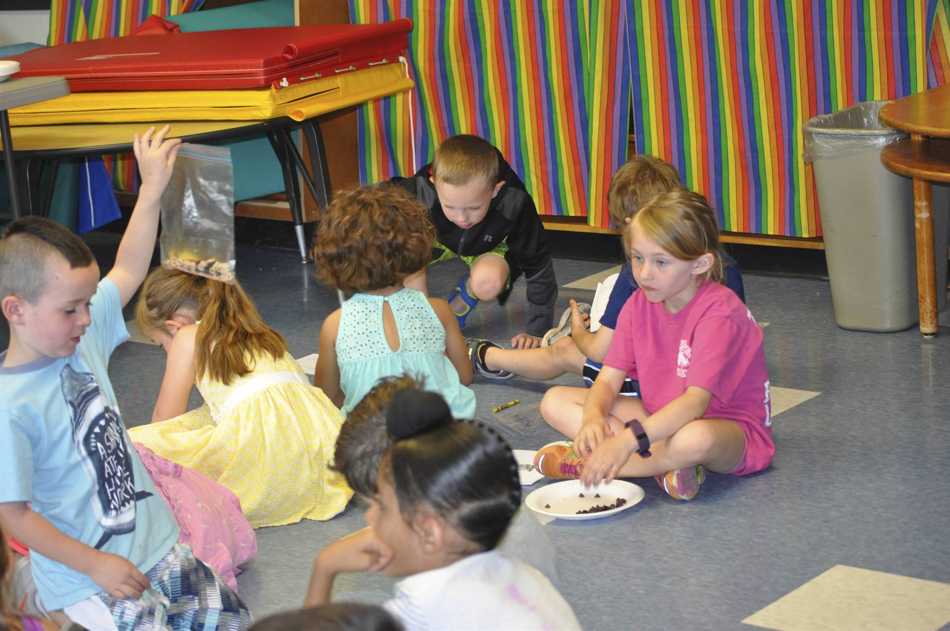 Students enjoy eating their trail mix on campout day!