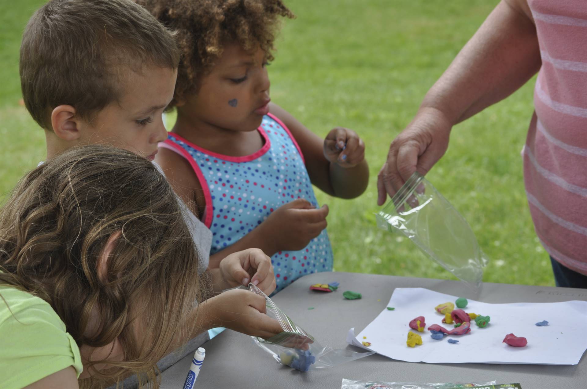 The bug station where students create bugs from clay.