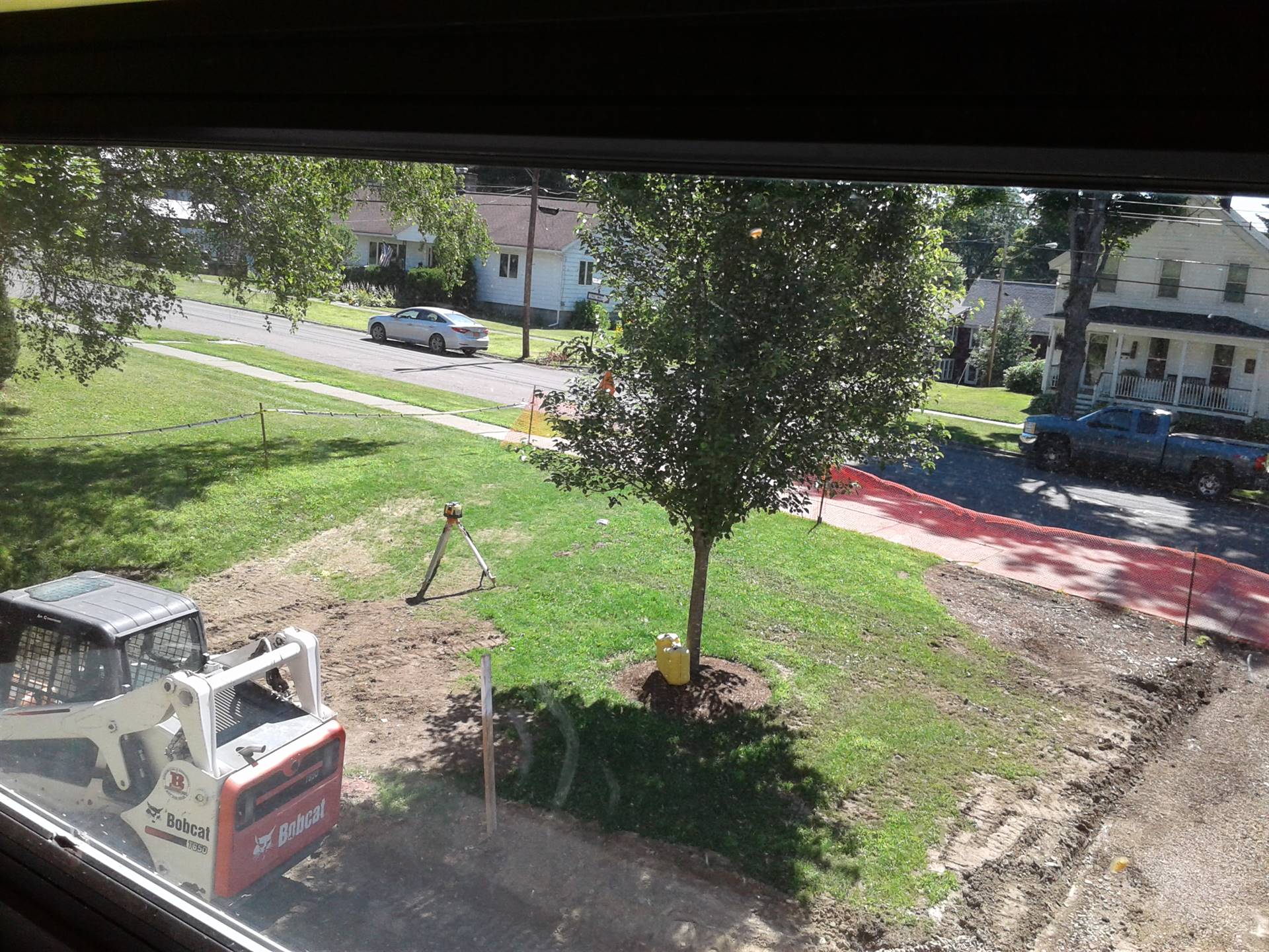 View of the digging in the front of the High School 