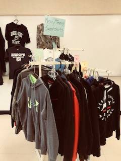 Bobcat Boutique - racks of hoodies