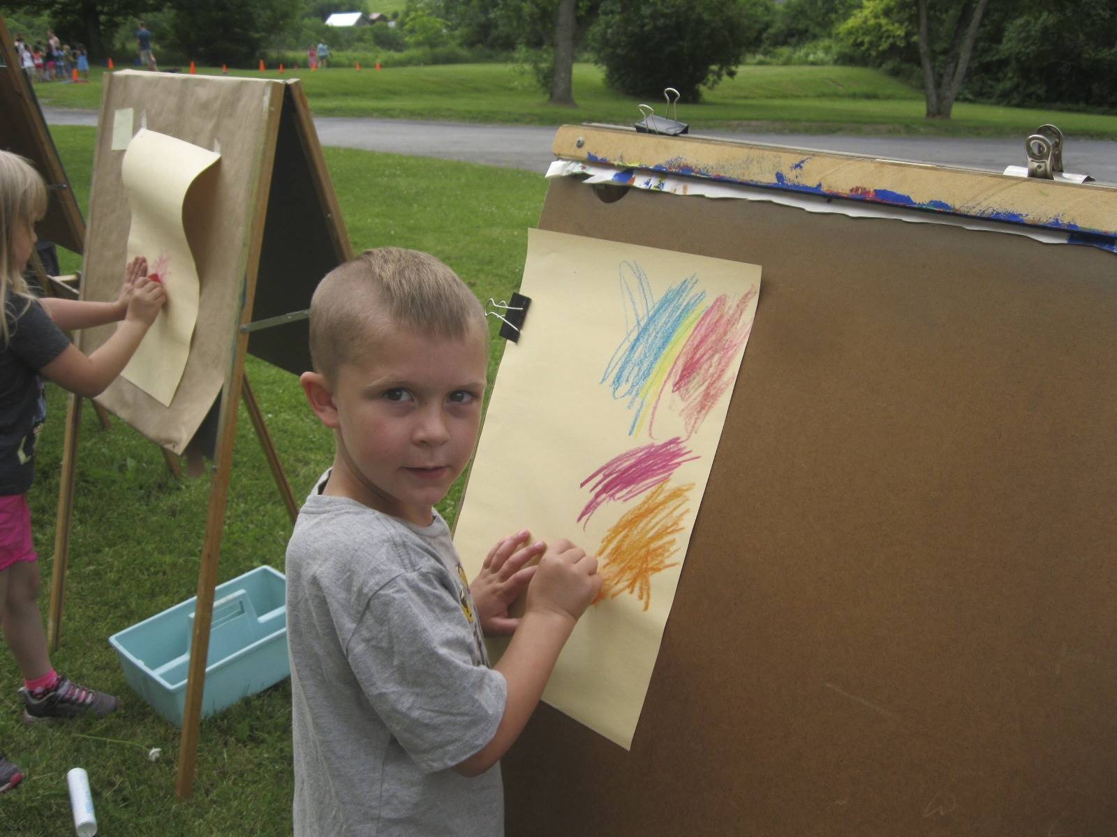 student shows his art