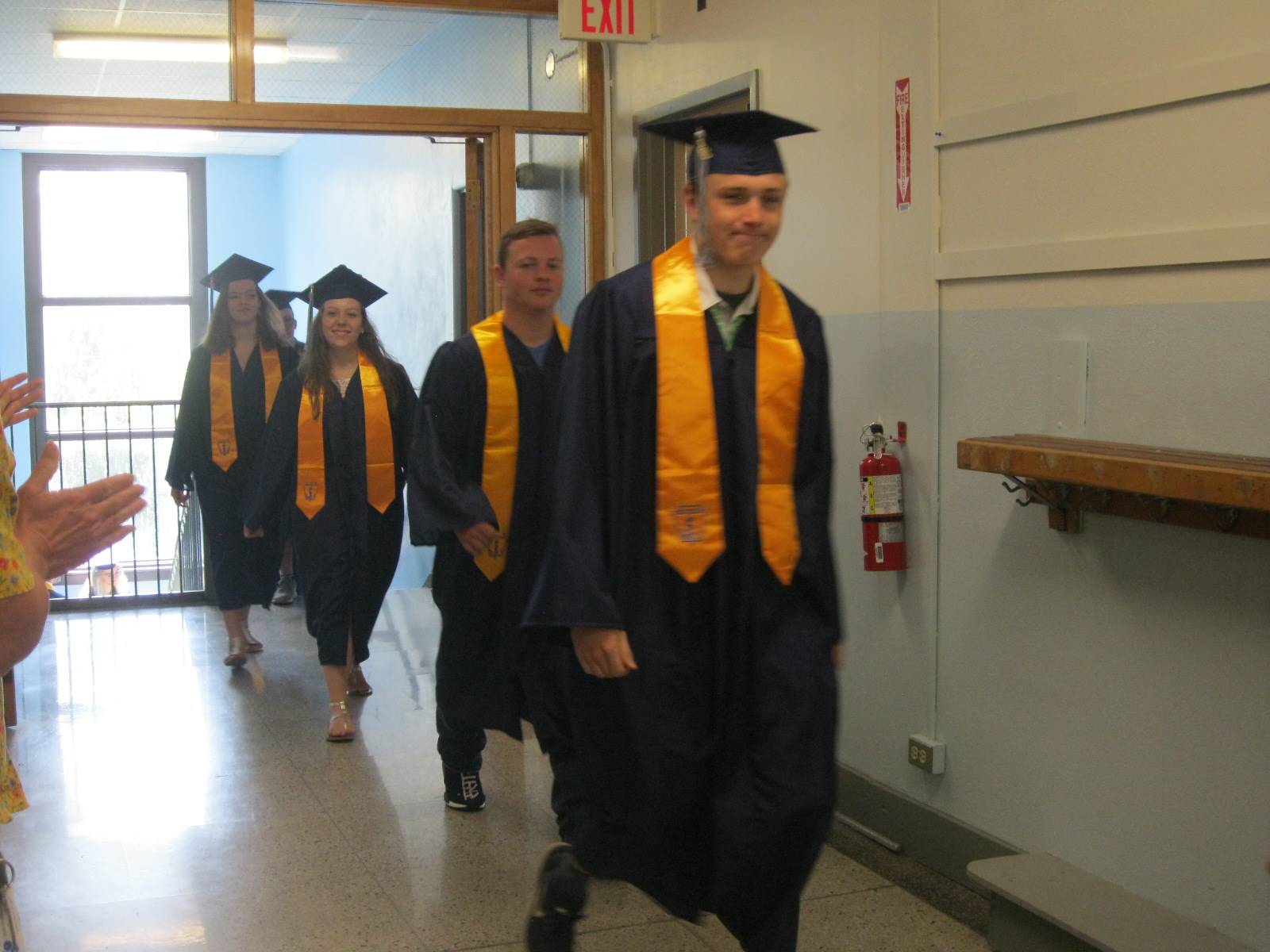 2018 Seniors walk through guilford elementary school