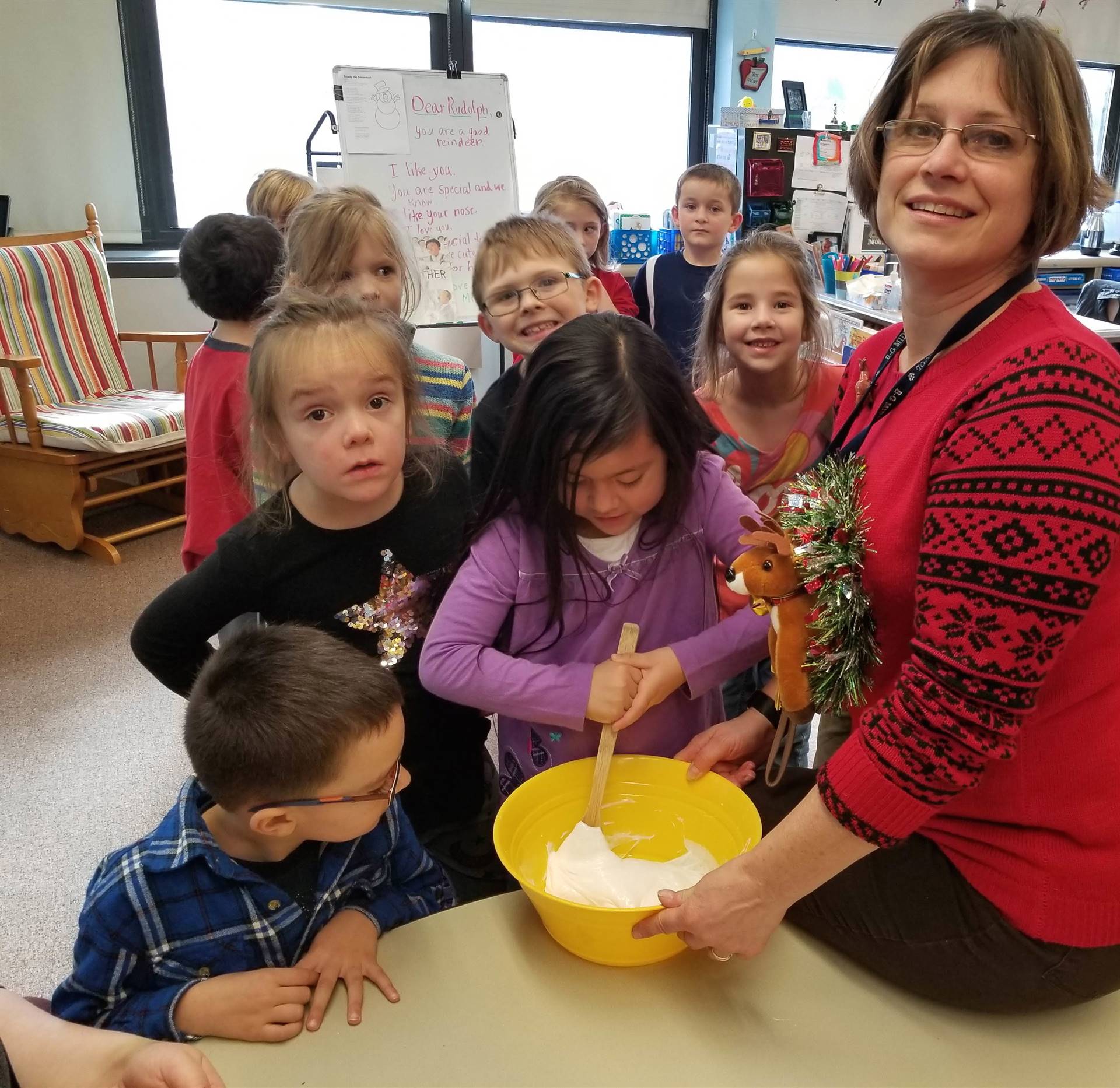 Students and staff use Cooperation to make snow slime