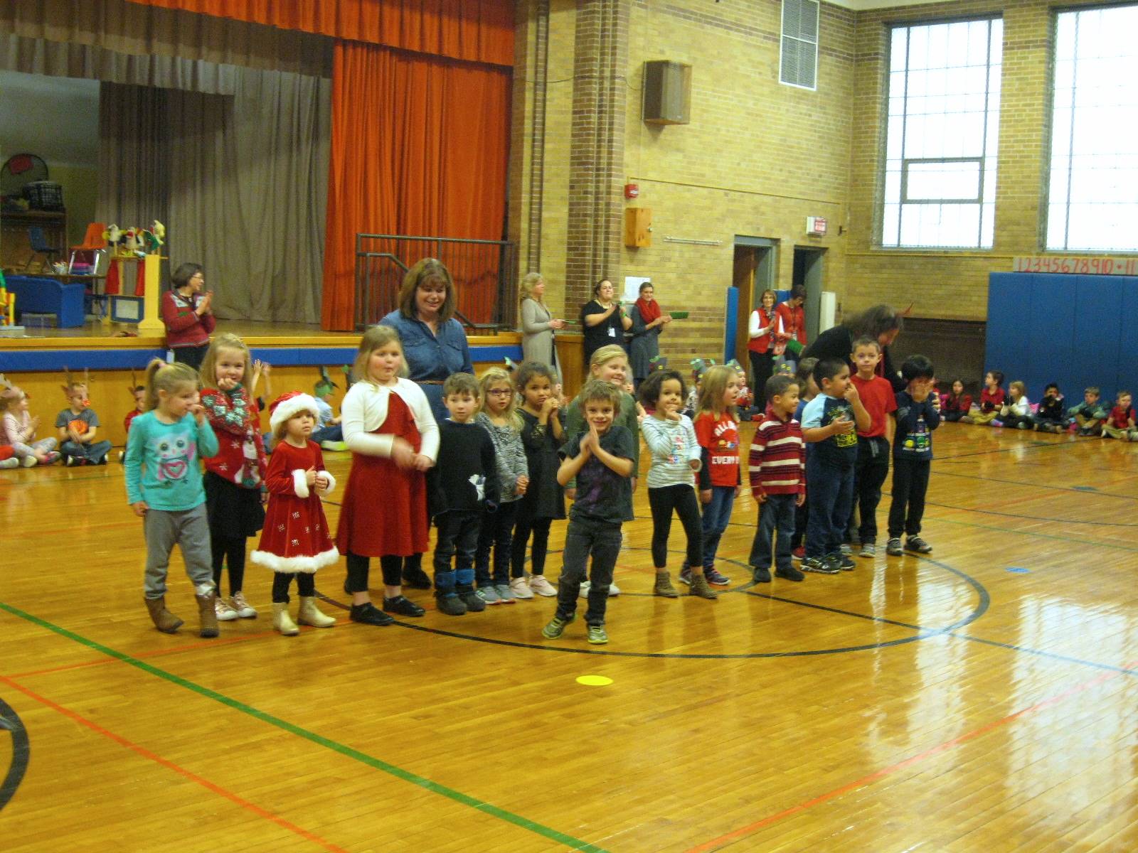 Students sing at assembly.