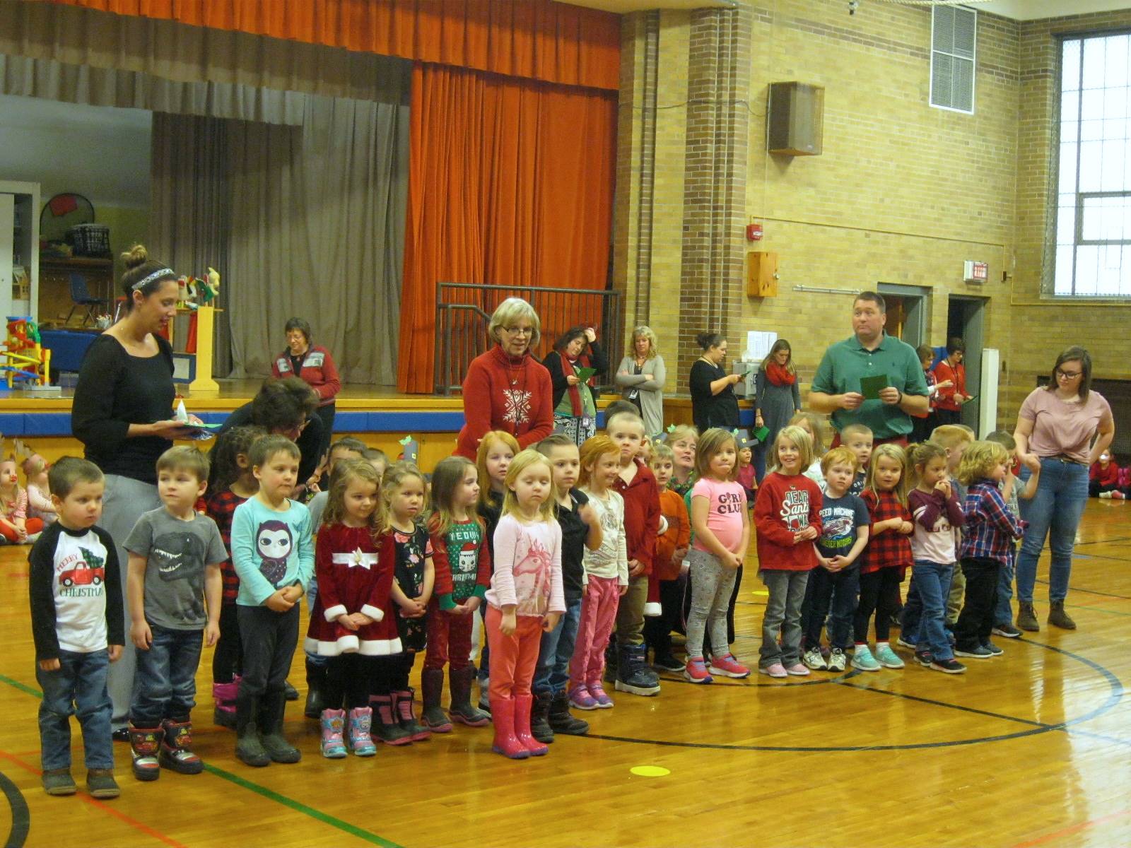 Pre K students sing their song.