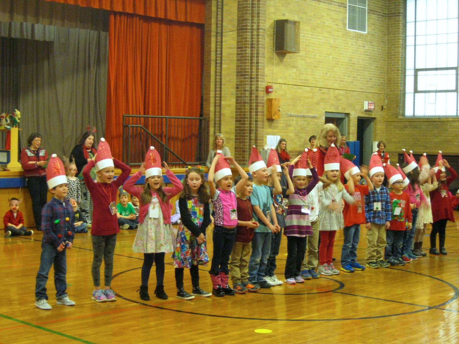 Students sing their song.