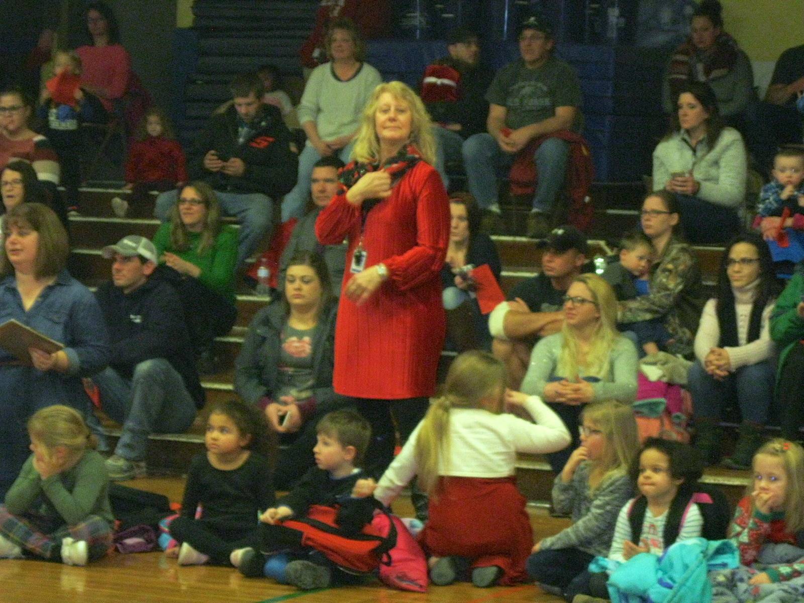 Parents and students watch Sing a long.