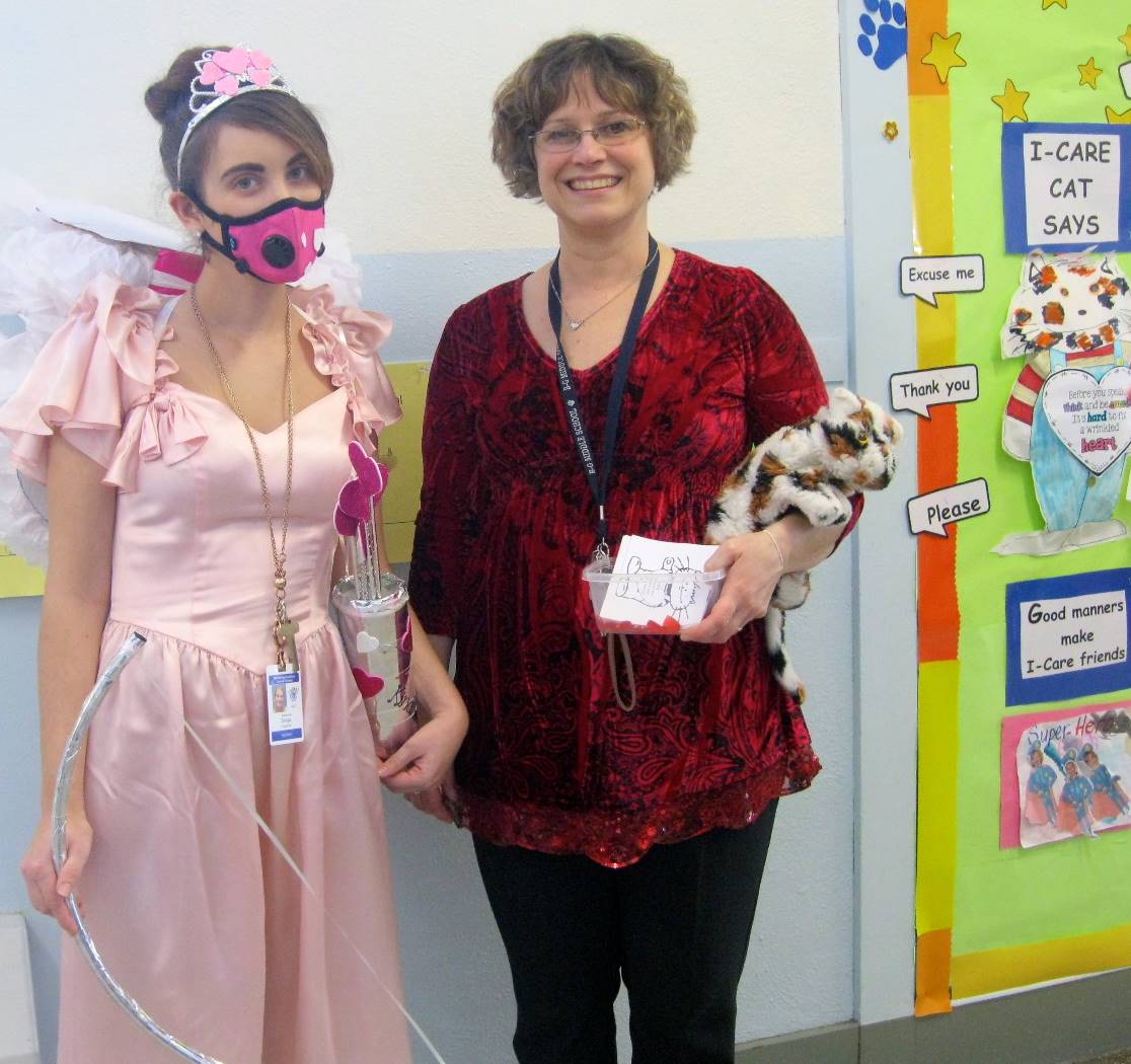 Mrs. Seiler and Cupid with I Care Cat