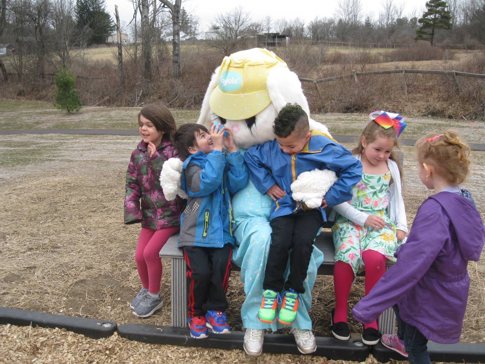 A group of students with Easter Bunny