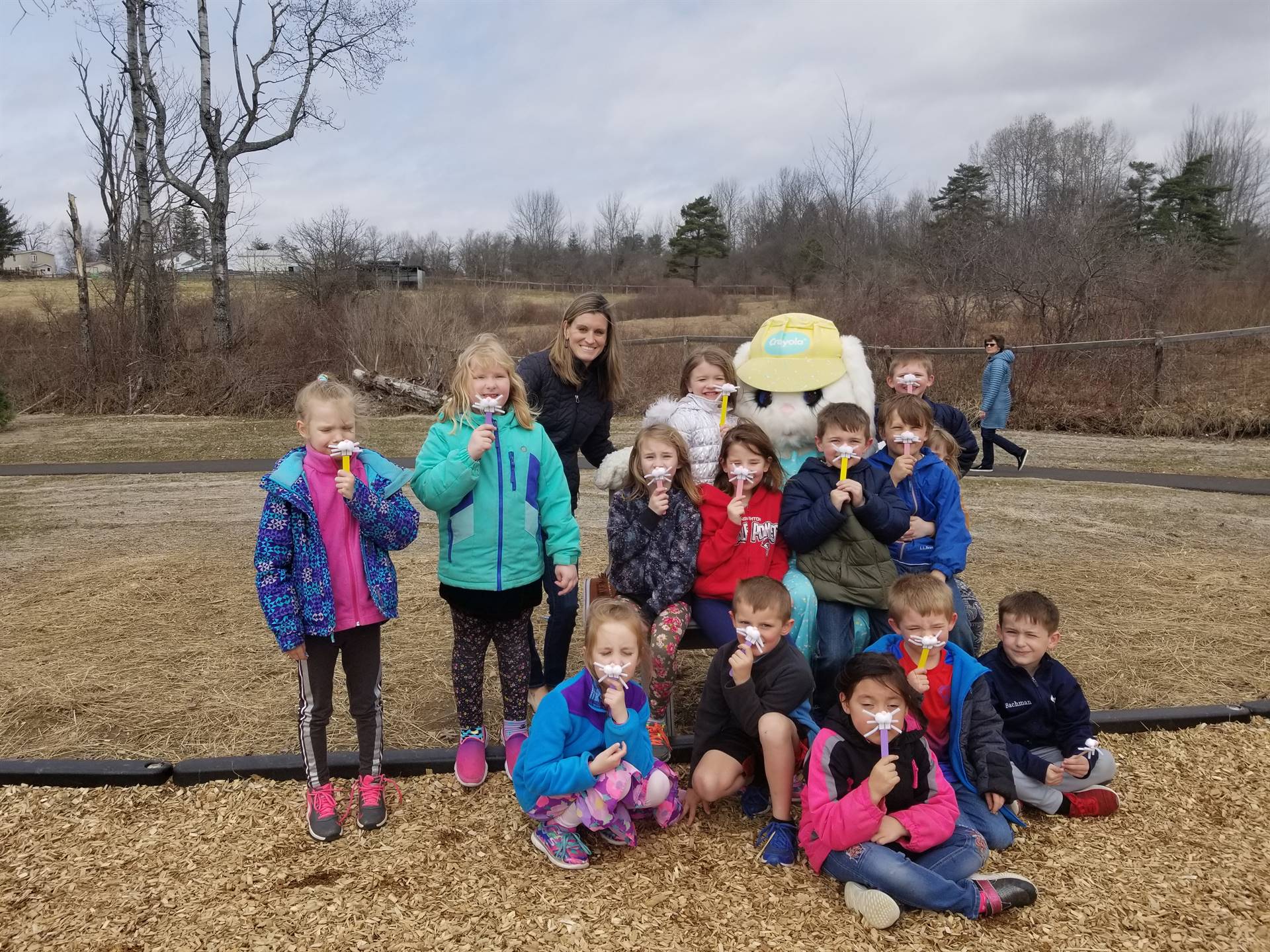 The Easter Bunny with a first grade class