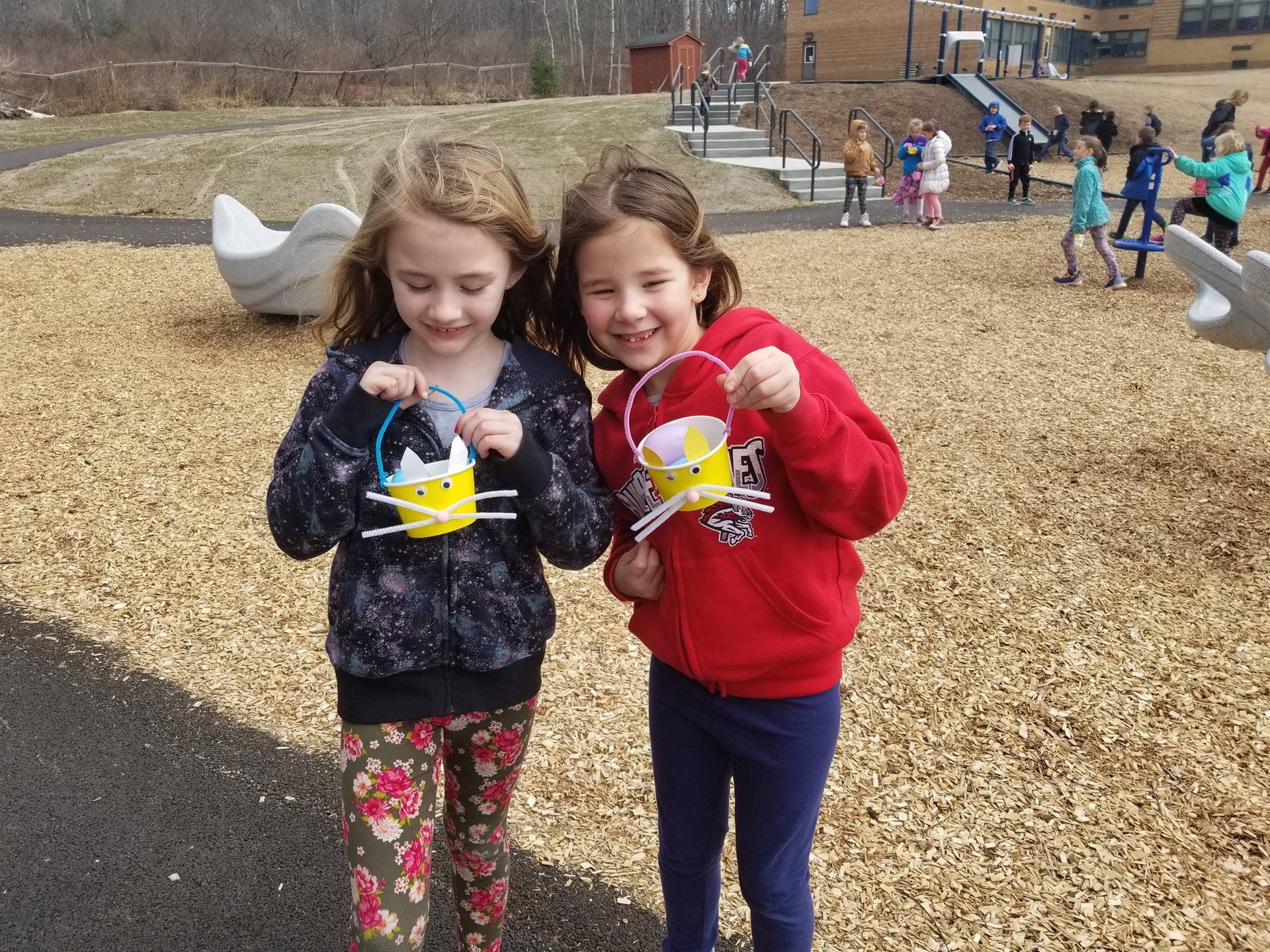 2 girls with their bunny baskets