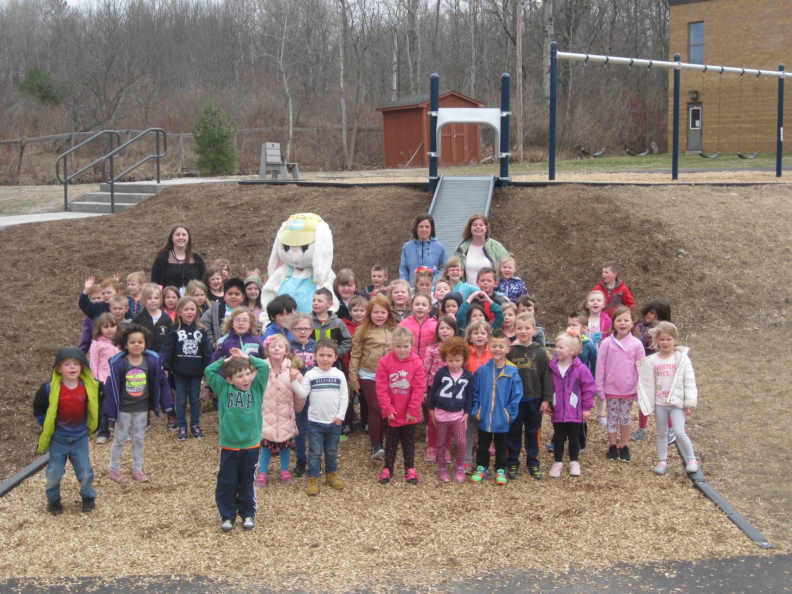 Kindergarten class with Easter Bunny