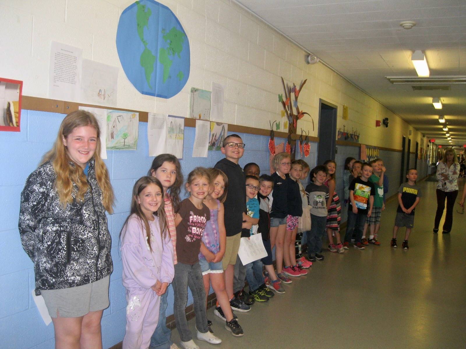 Student tour guides and class at Greenlawn.