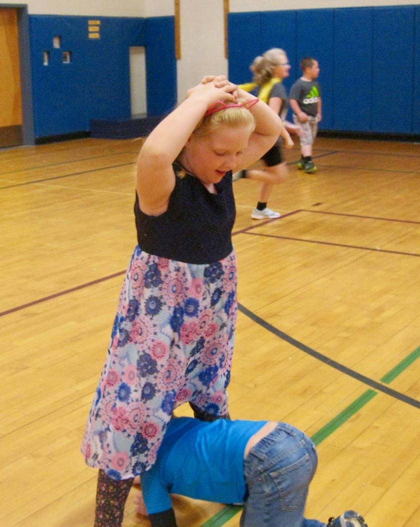 2 students play Monster mud tag