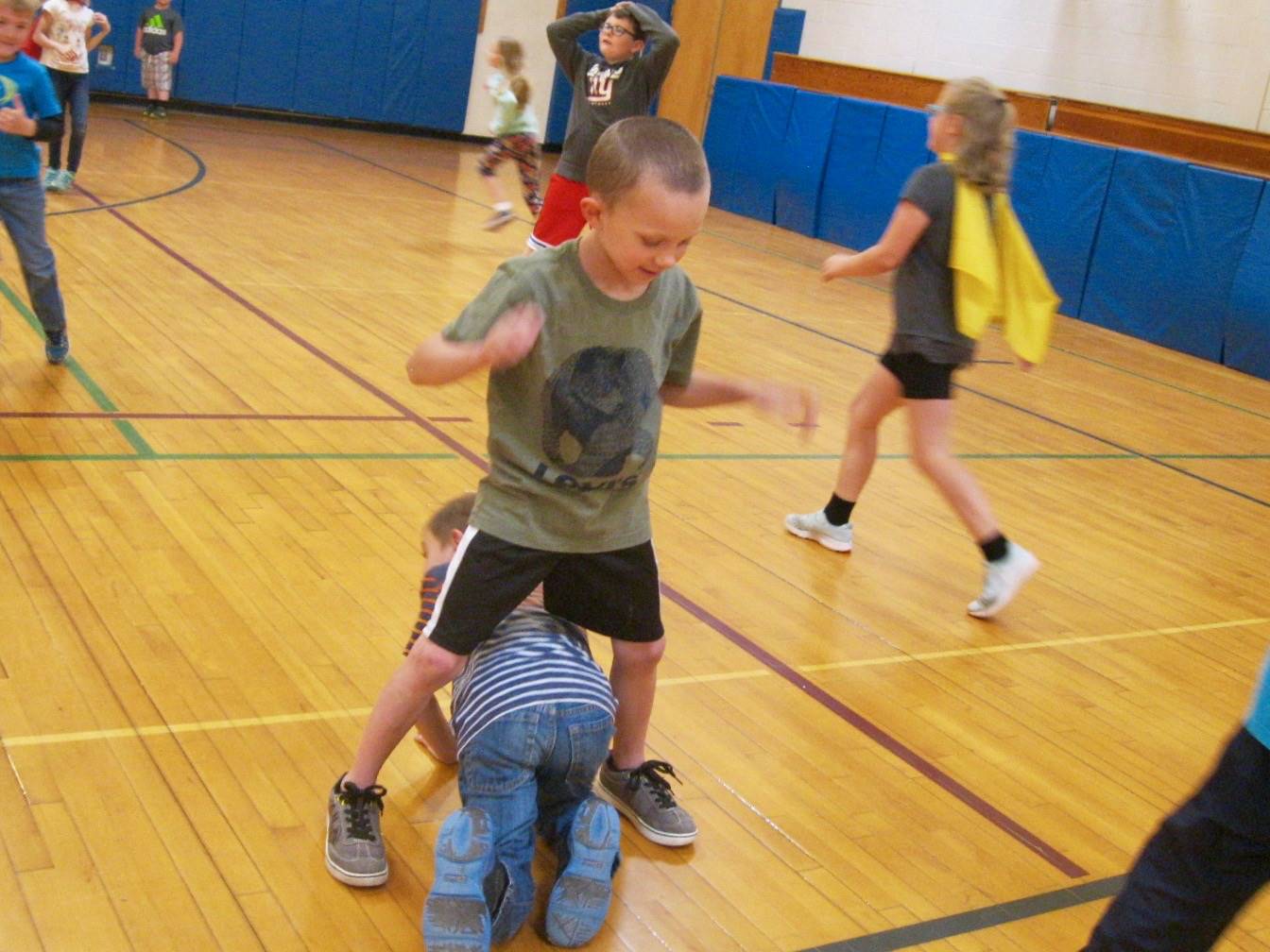 2 students play Monster mud tag