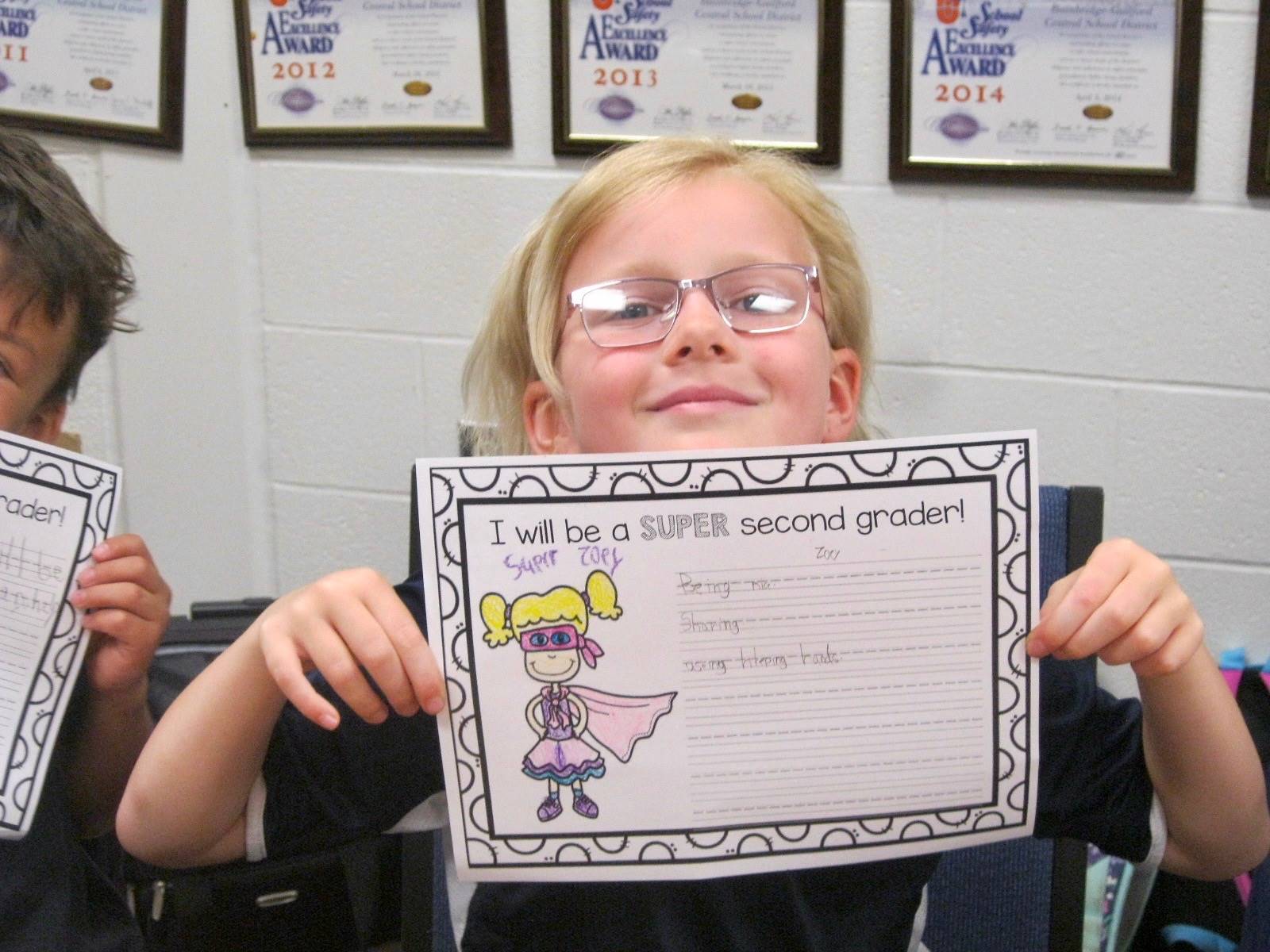 A student shows off superhero student powers.