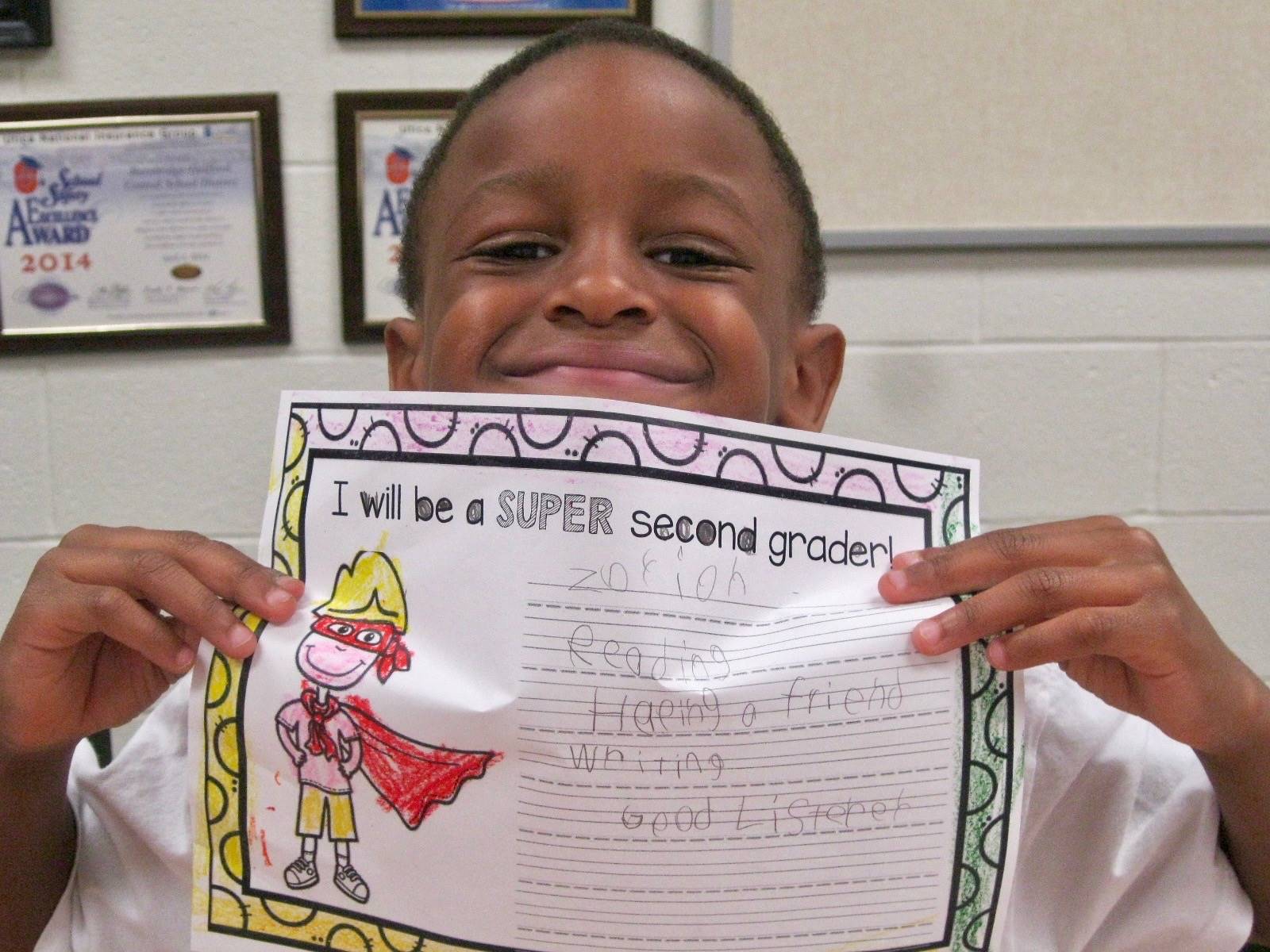A student shows off superhero student powers.