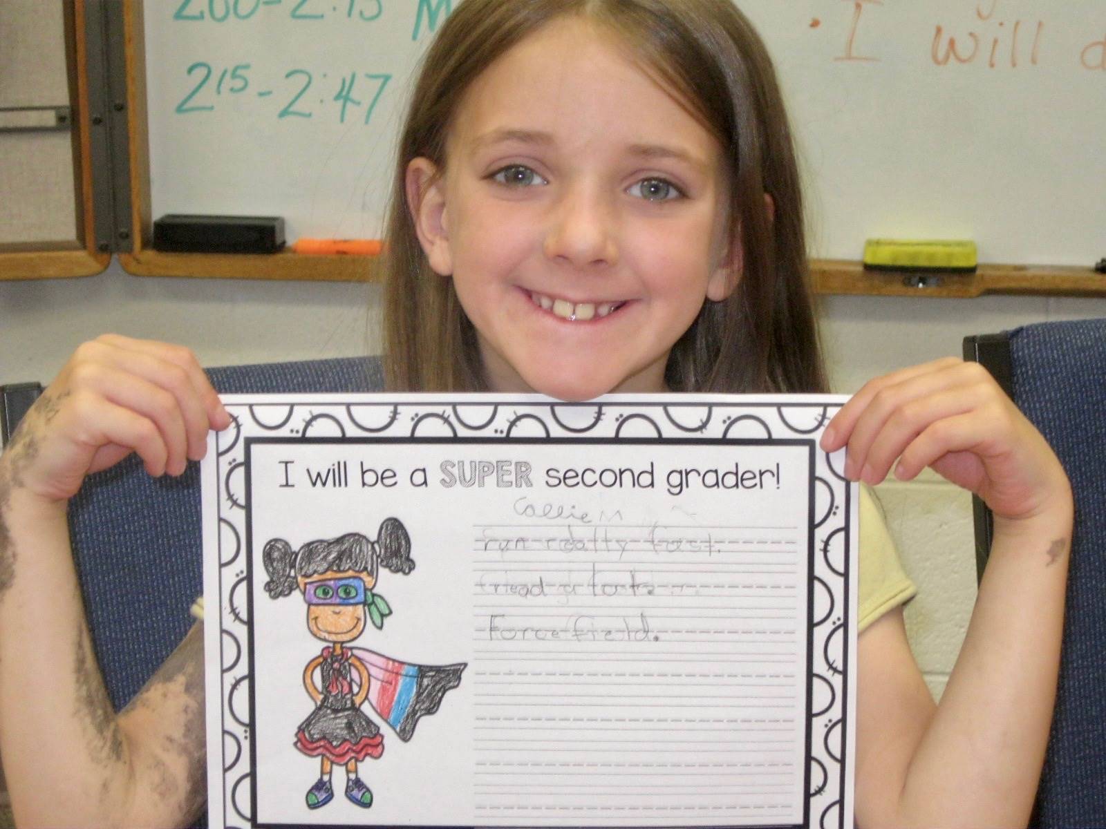 A student shows off superhero student powers.