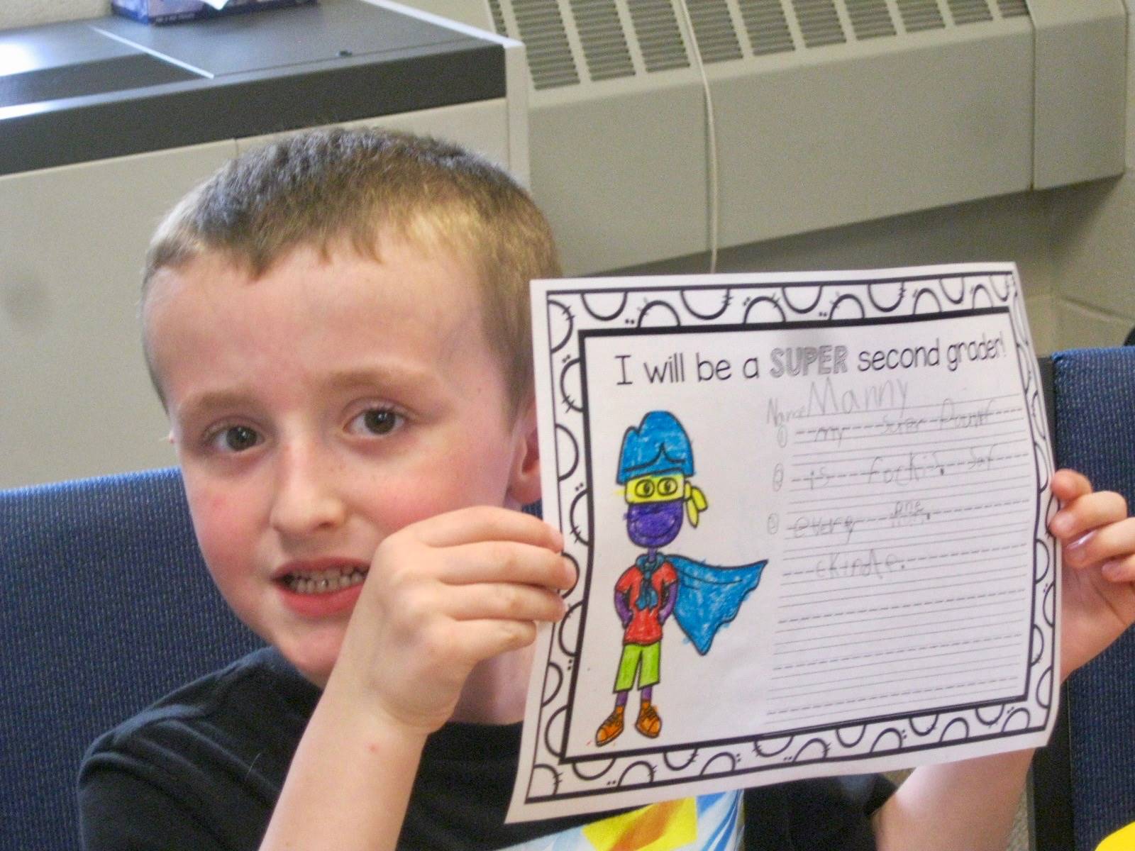 A student shows off superhero student powers.