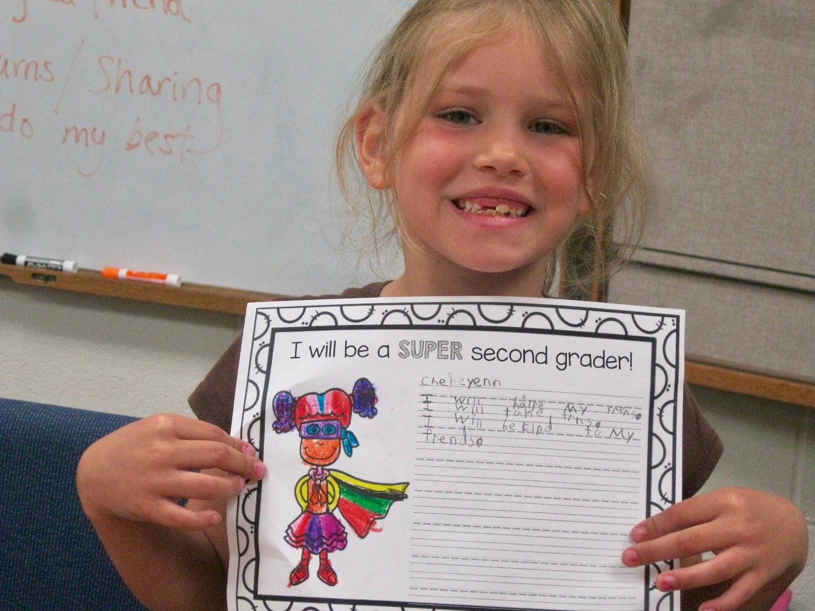 A student shows off superhero student powers.