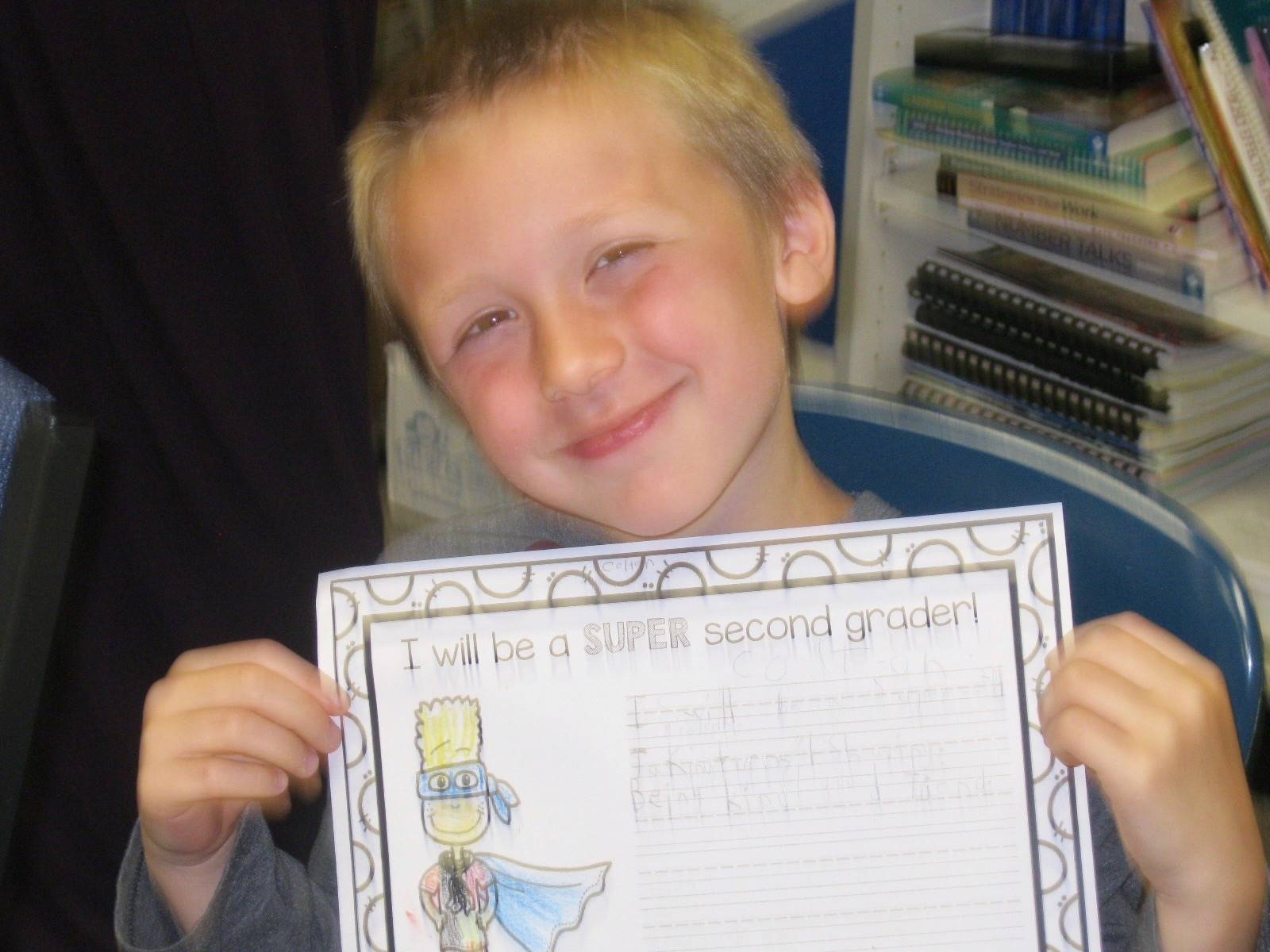 A student shows off superhero student powers.