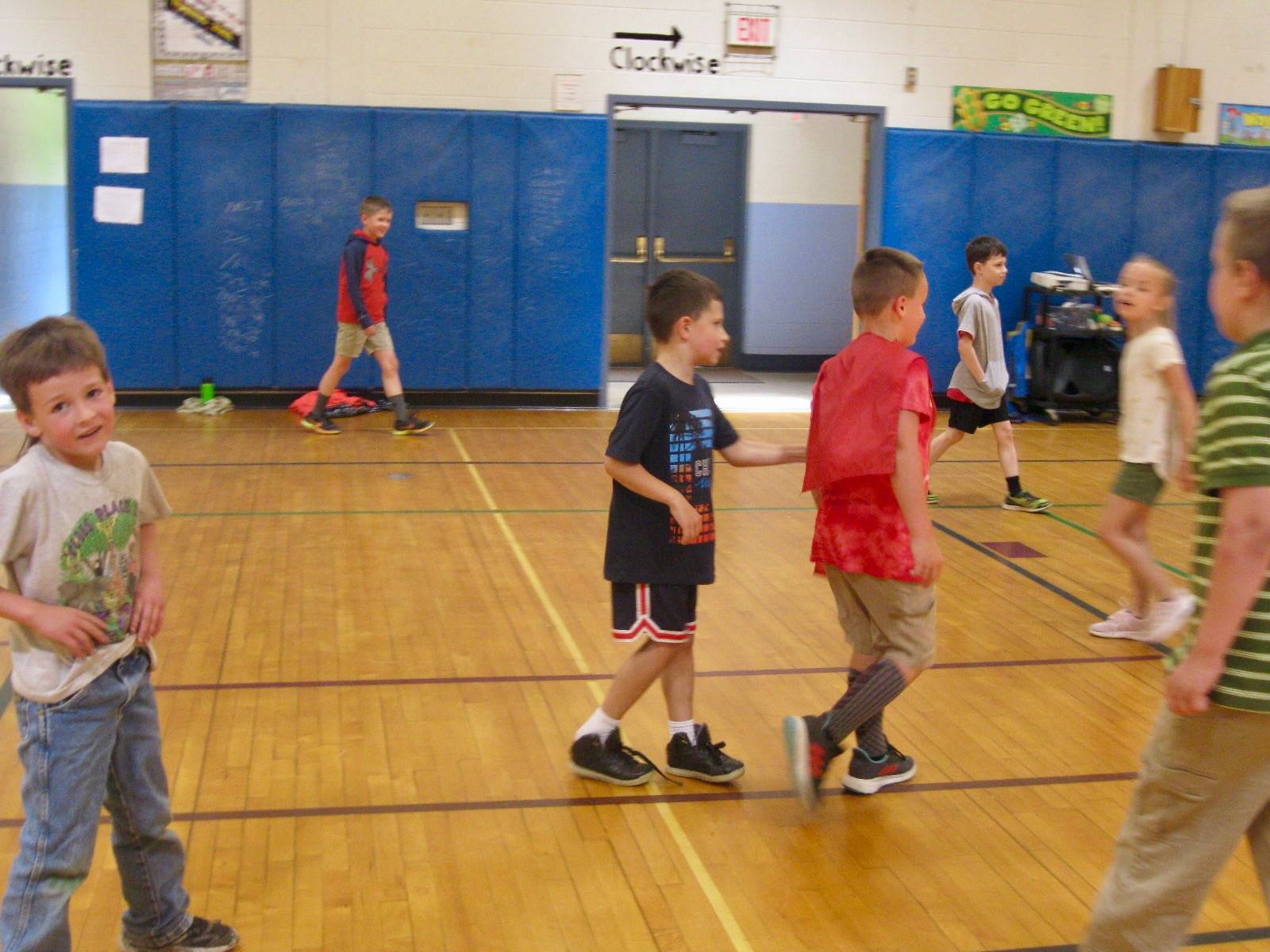 Students in first grade check out Greenlawn gym.