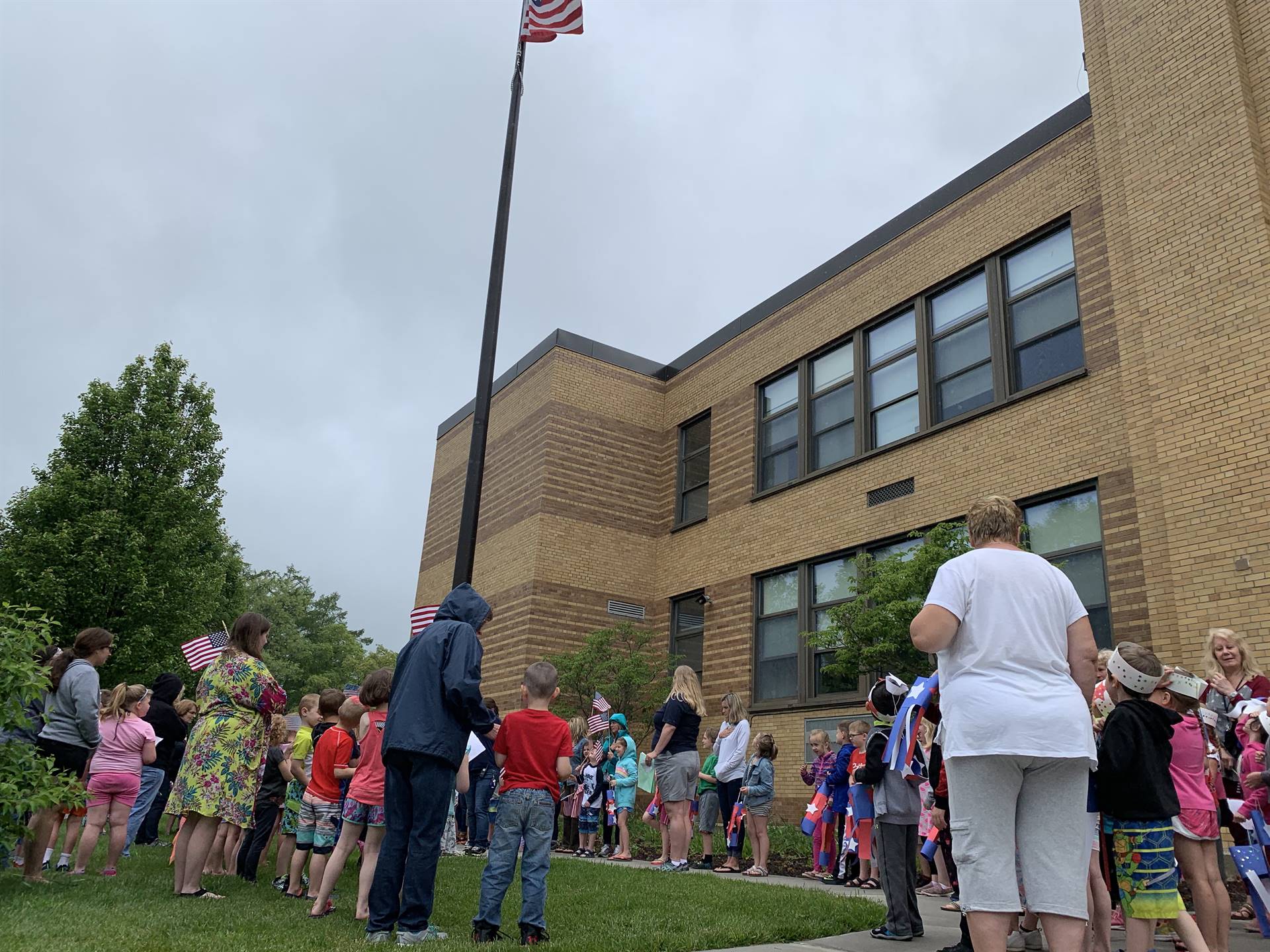 Students and staff celebrate flag day.